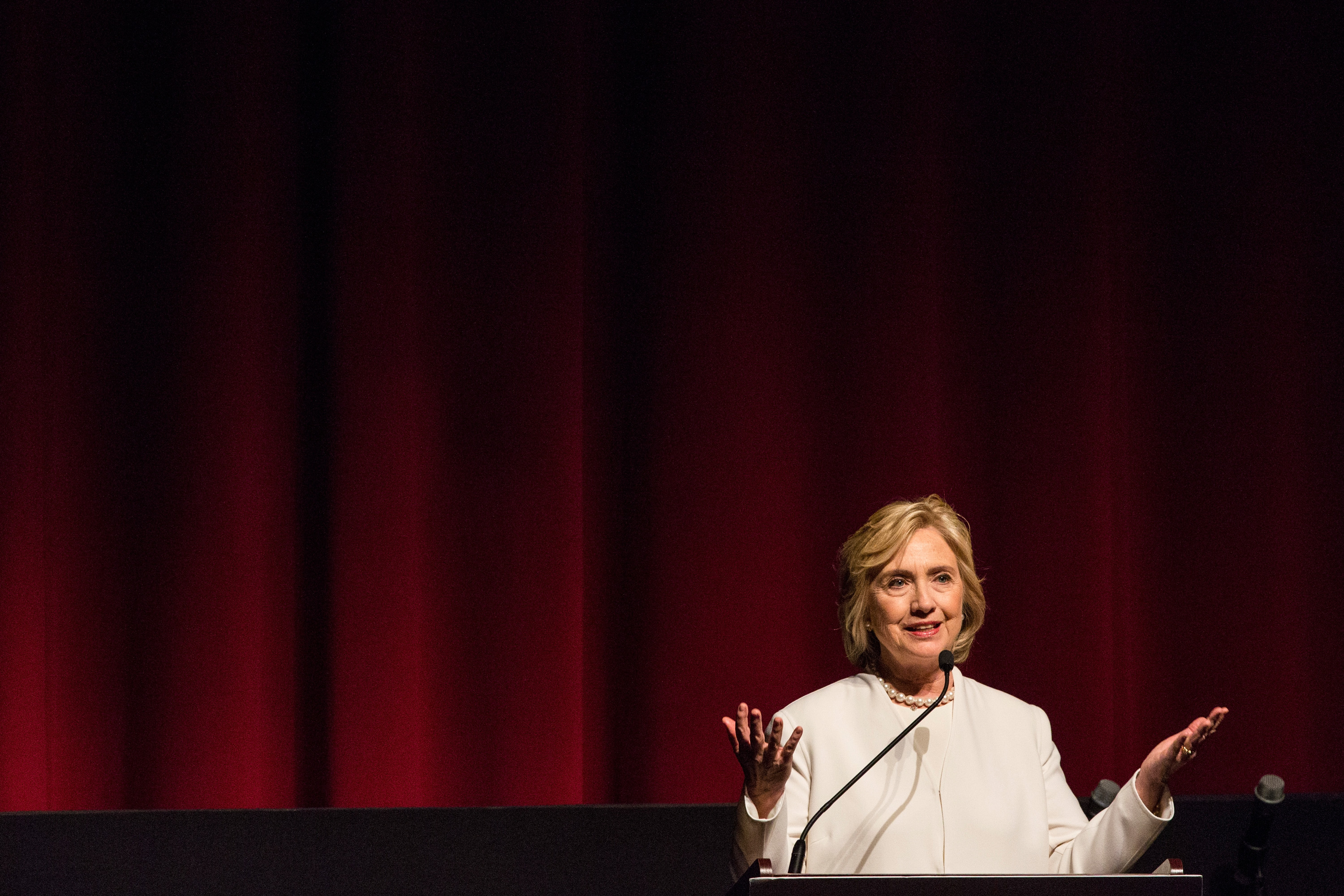 Democratic Candidate For President Hillary Clinton Speaks At NYC's School Of Visual Arts