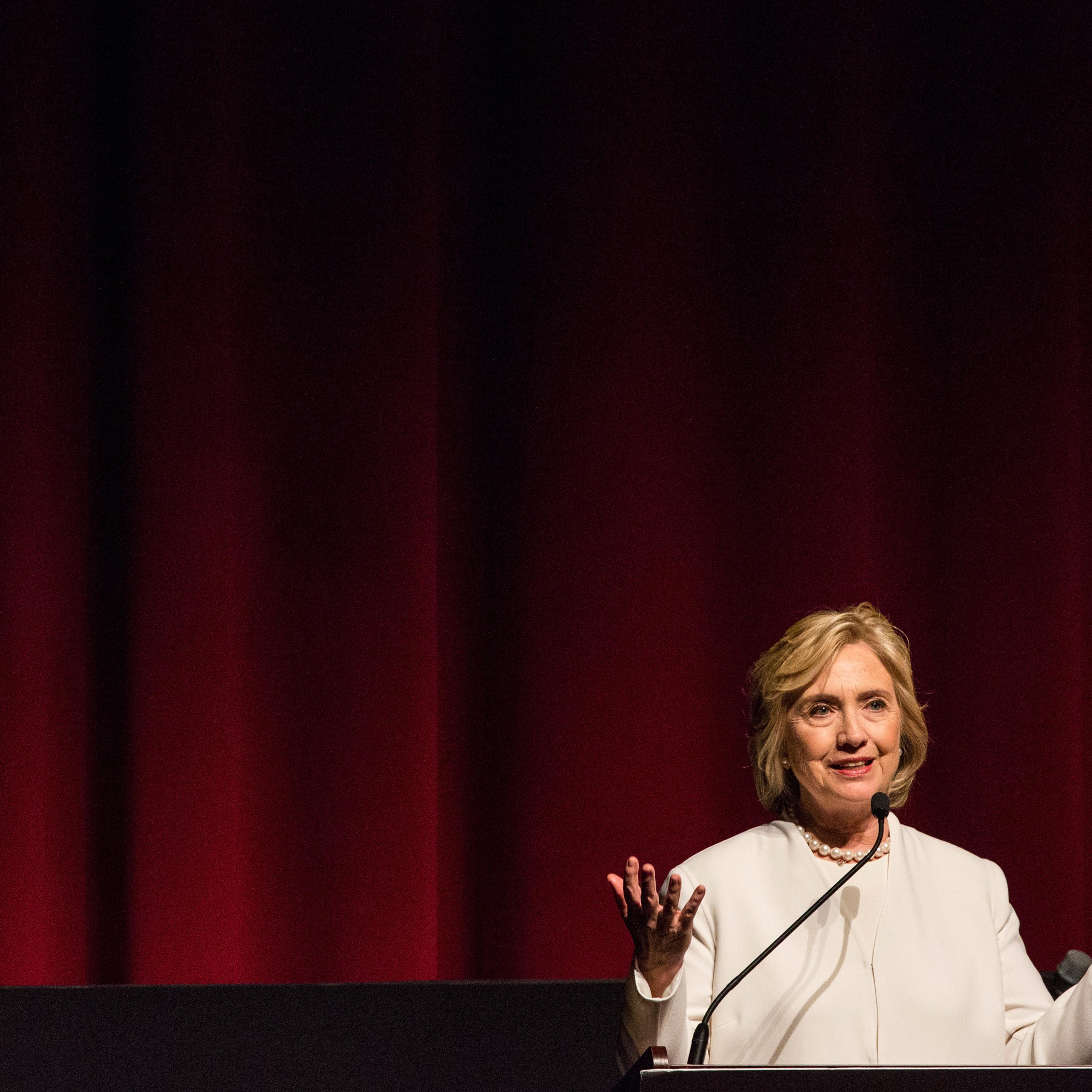 Democratic Candidate For President Hillary Clinton Speaks At NYC's School Of Visual Arts