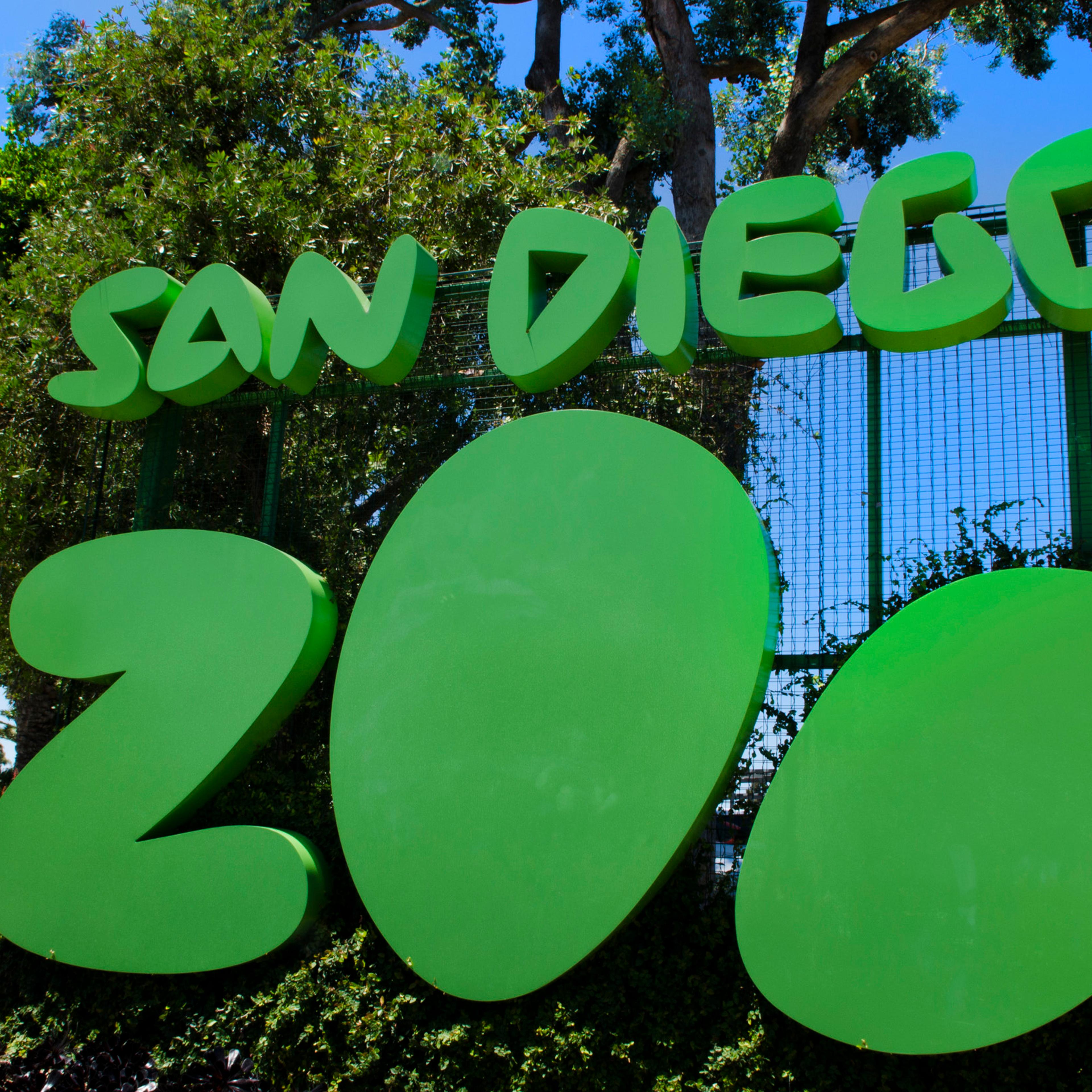 Famous San Diego Zoo sign in Balboa Park in San Diego.