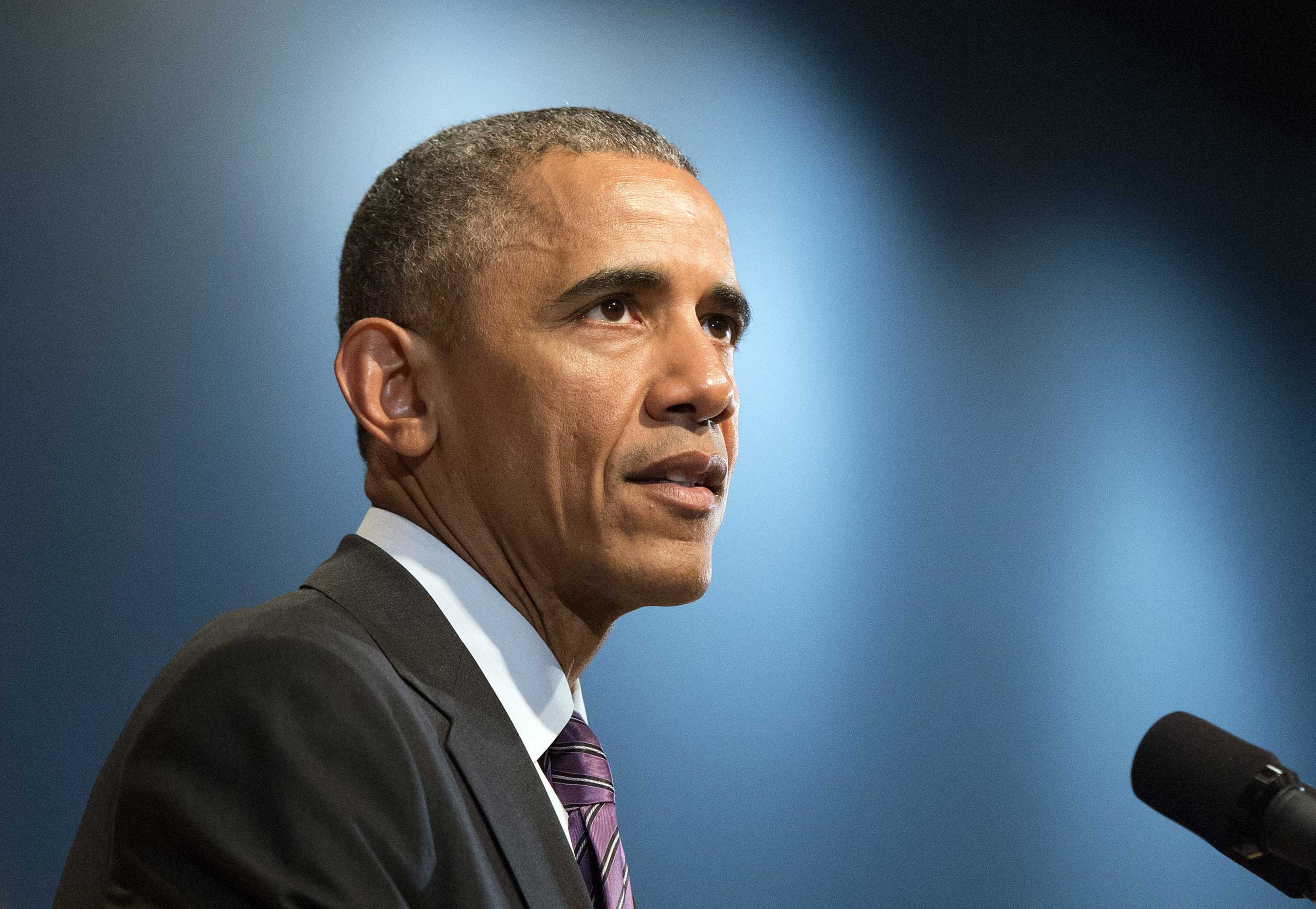 Barack Obama speaks at a ceremony at CIA headquarters in McLean, Va. on April 24, 2015.