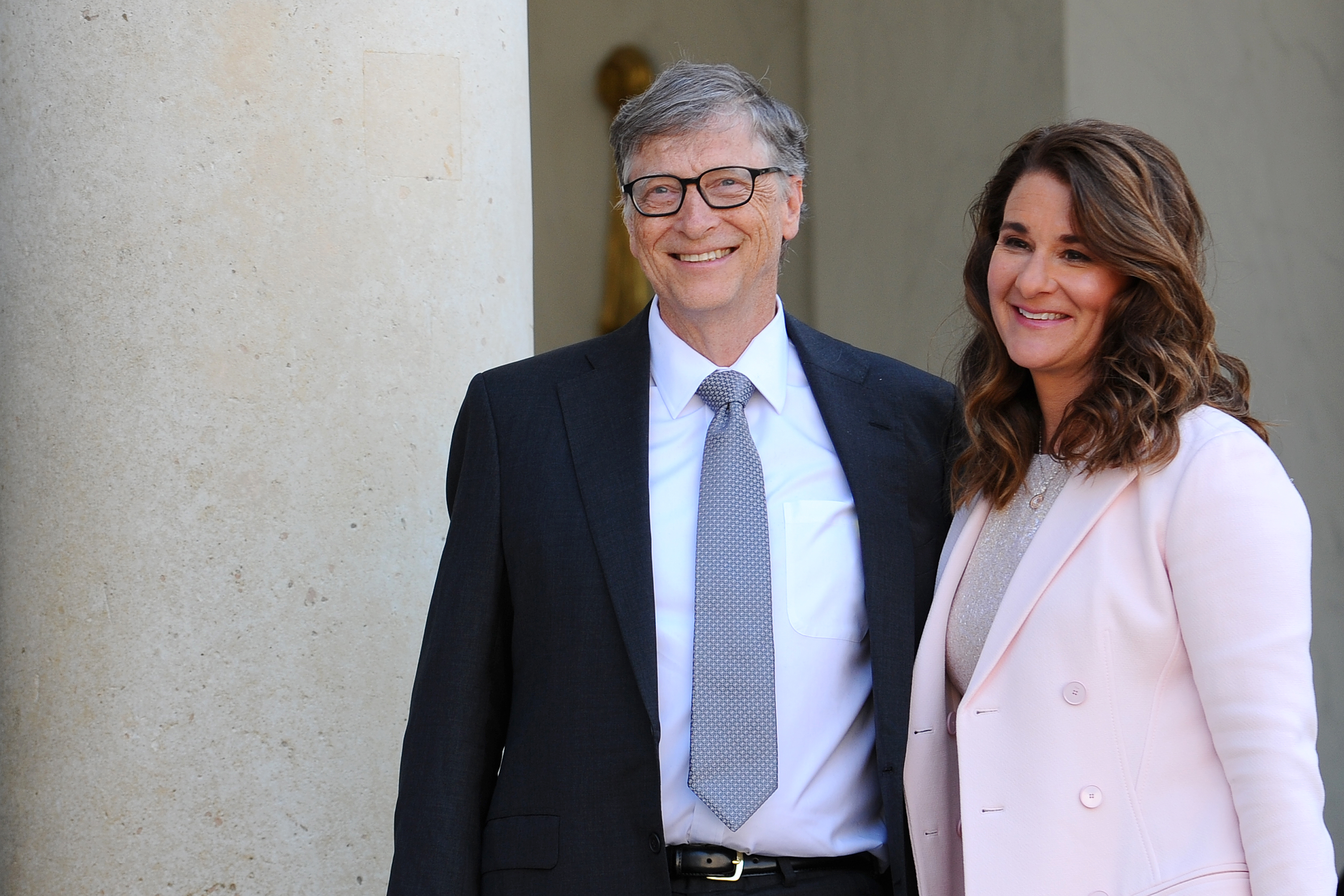 French President Receives Bill Gates, the co-Founder of the Microsoft Company At Elysee Palace