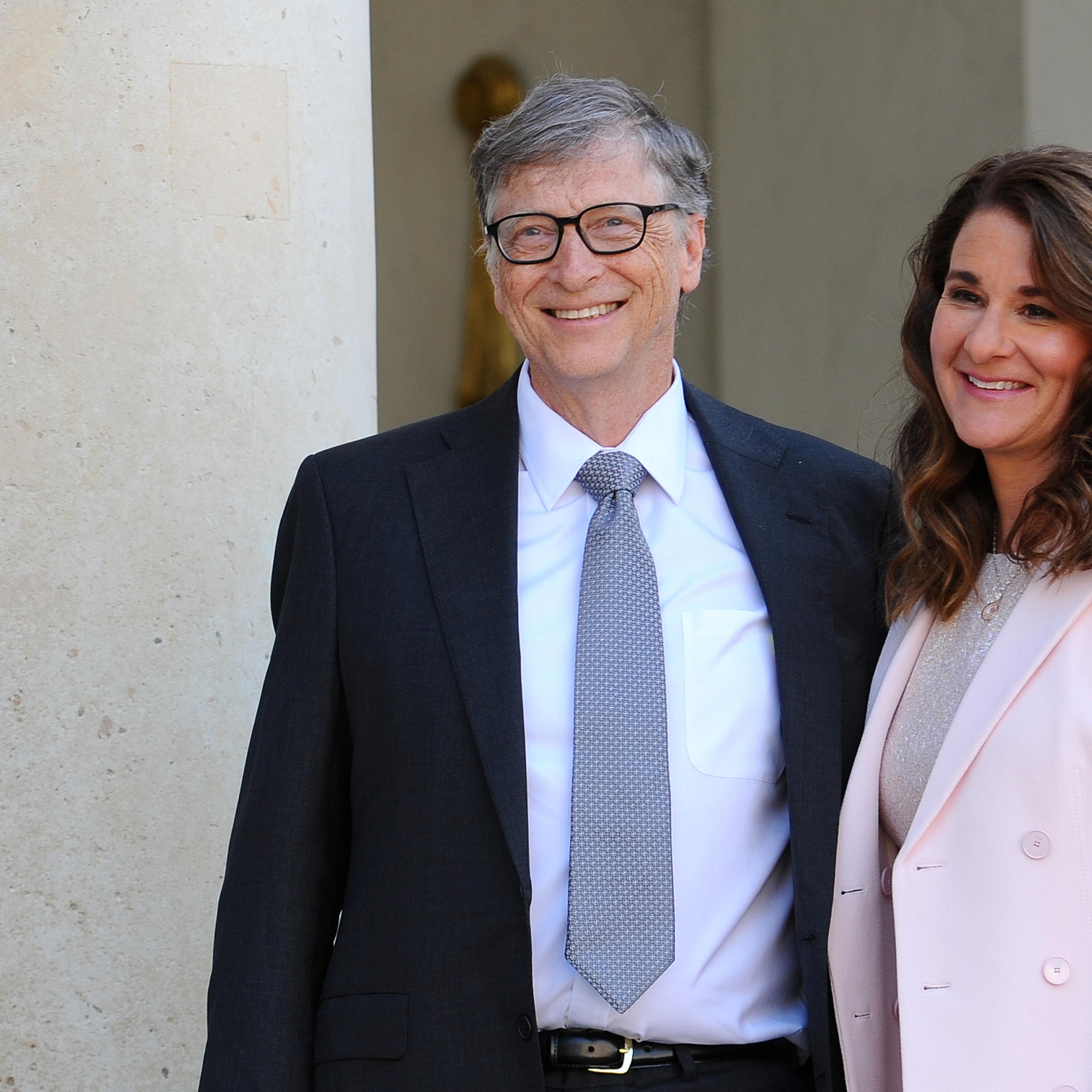 French President Receives Bill Gates, the co-Founder of the Microsoft Company At Elysee Palace