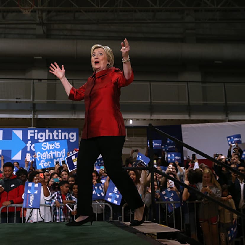 Democratic presidential candidate, former Secretary of State Hillary Clinton greets supporters during a campaign rally at Texas Southern university on February 20, 2016 in Houston, Texas.