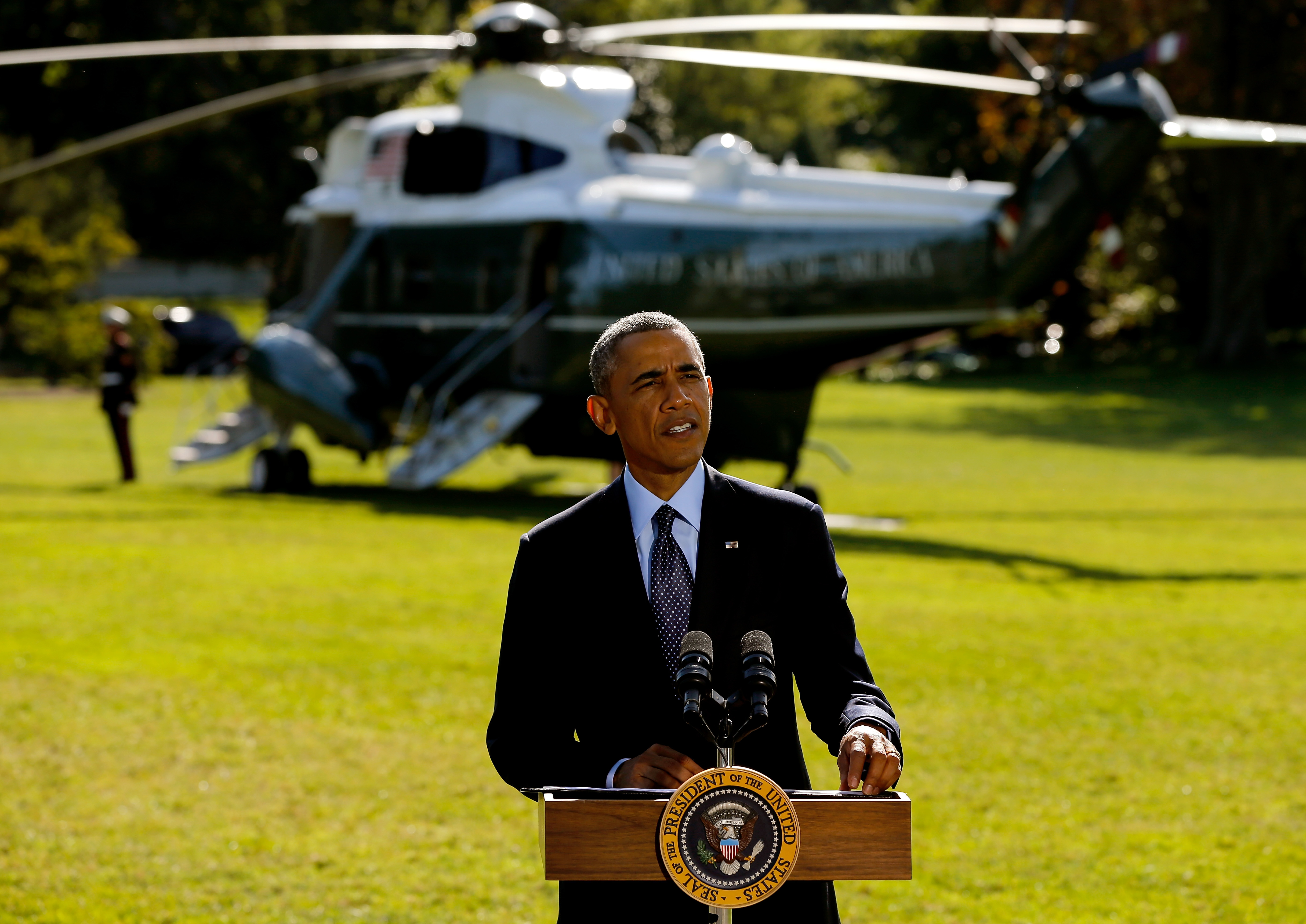 President Obama Delivers Statement On Recent Airstrikes Against ISIS In Syria