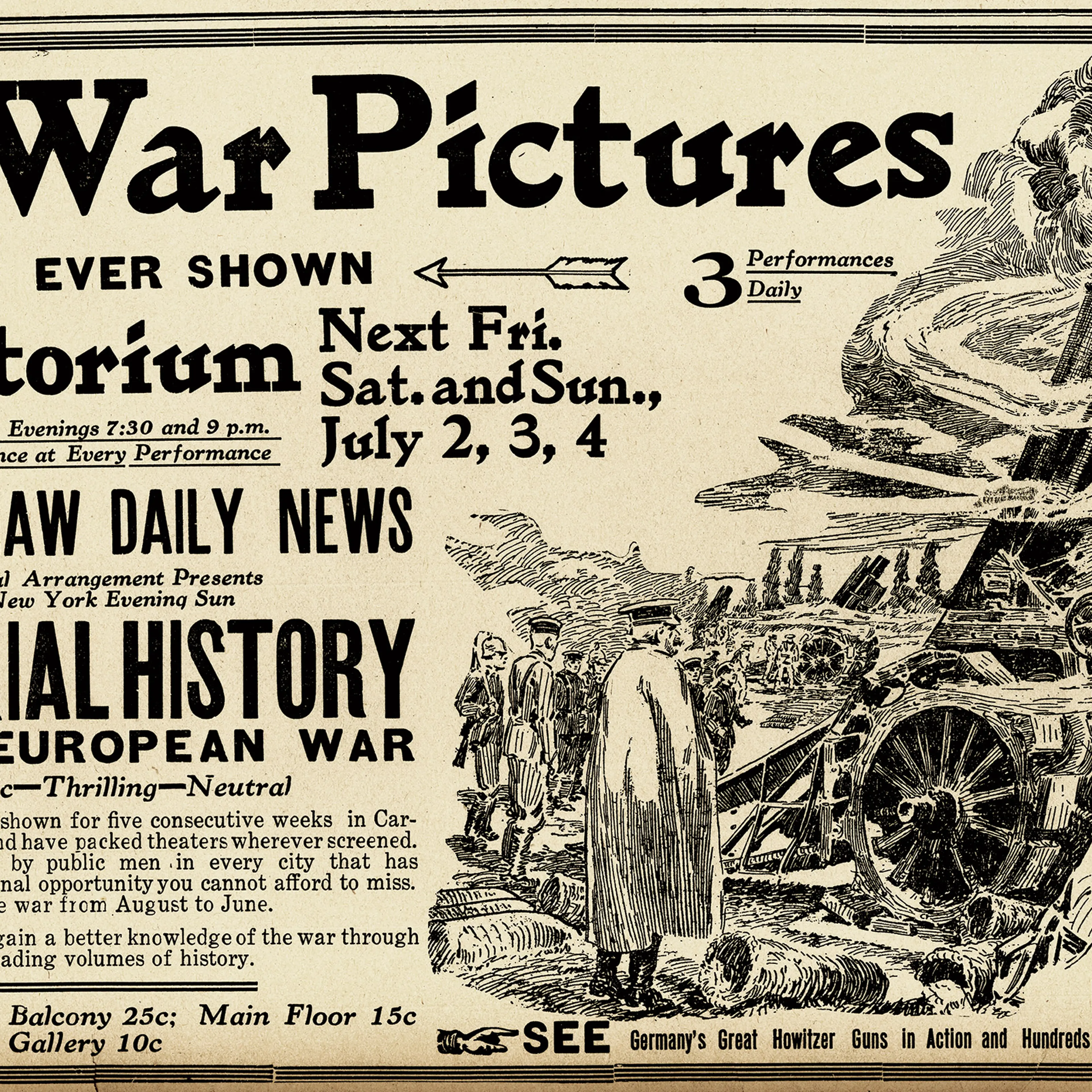 The Greatest War Pictures newspaper advertisement, 1918.