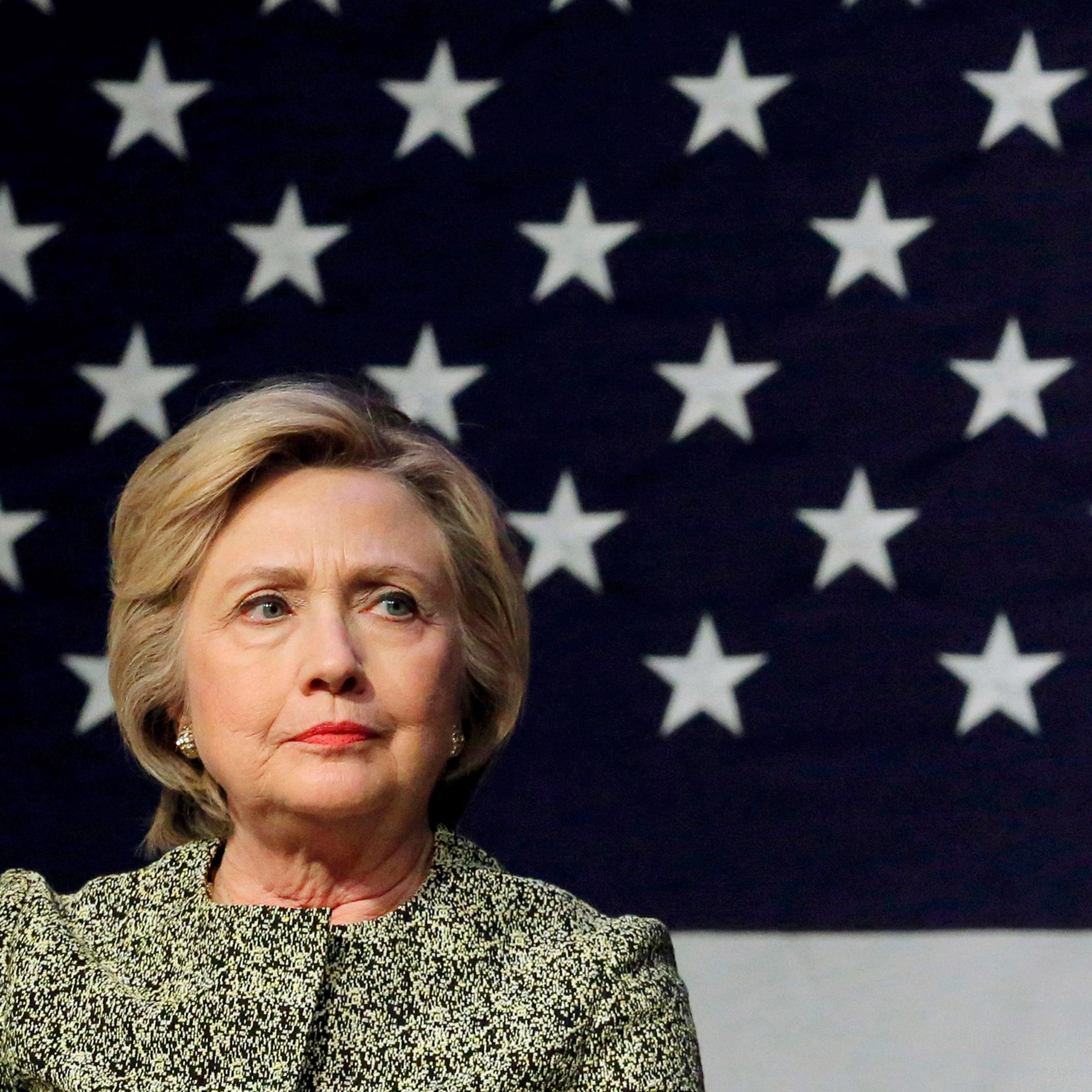 Democratic U.S. presidential candidate Hillary Clinton (C) takes part in a gun control panel with (L-R) Rita Kestenbaum, Marie Delus, Erica Smegielski, Natasha Christopher, Sandy Phillips, and Representative Steve Israel (D-NY) in Port Washington, New Yo