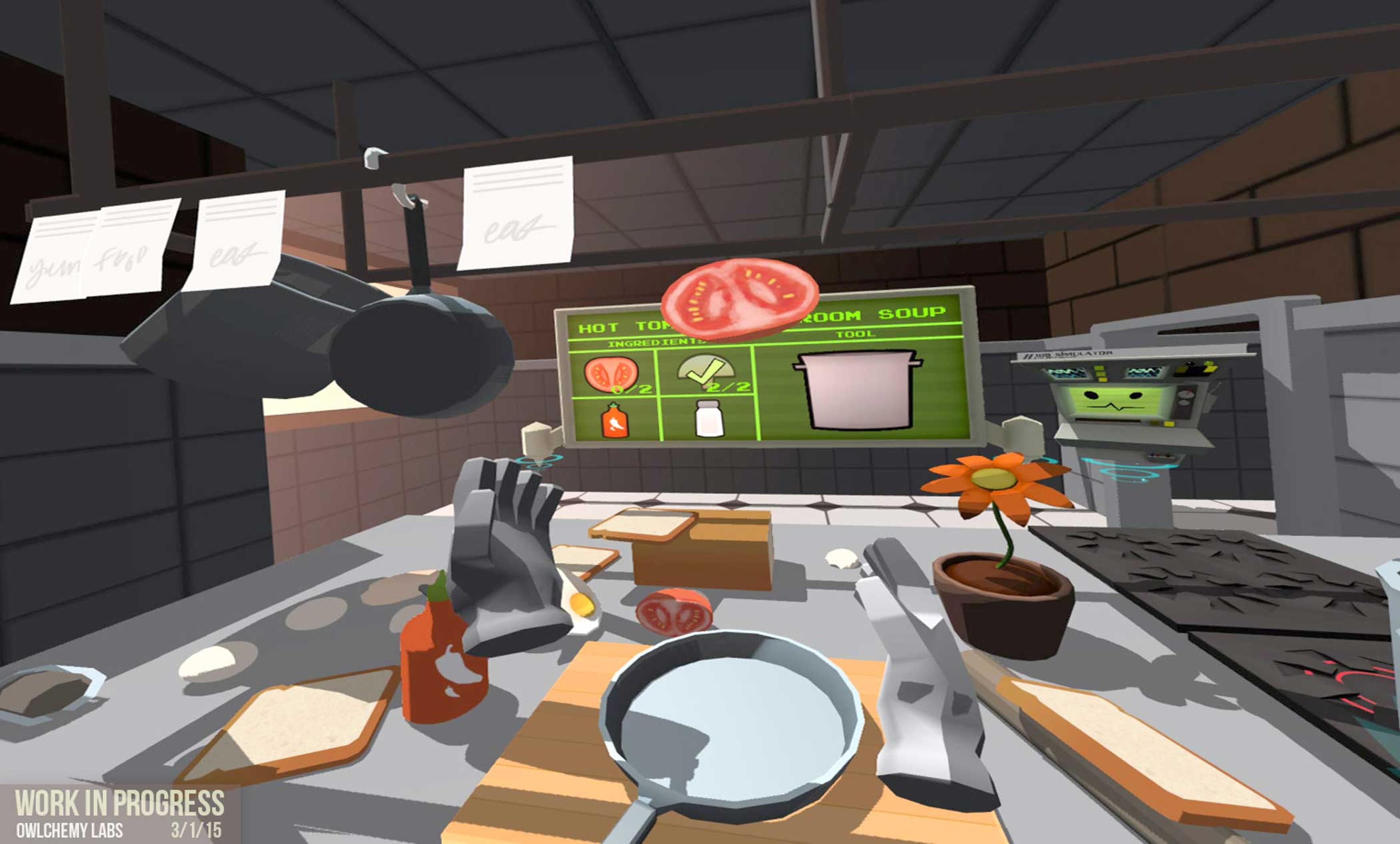 Alex Schwartz from Owlchemy Labs, a juggler in real life, juggling tomatoes in their 'Job Simulator' game for the Vive.