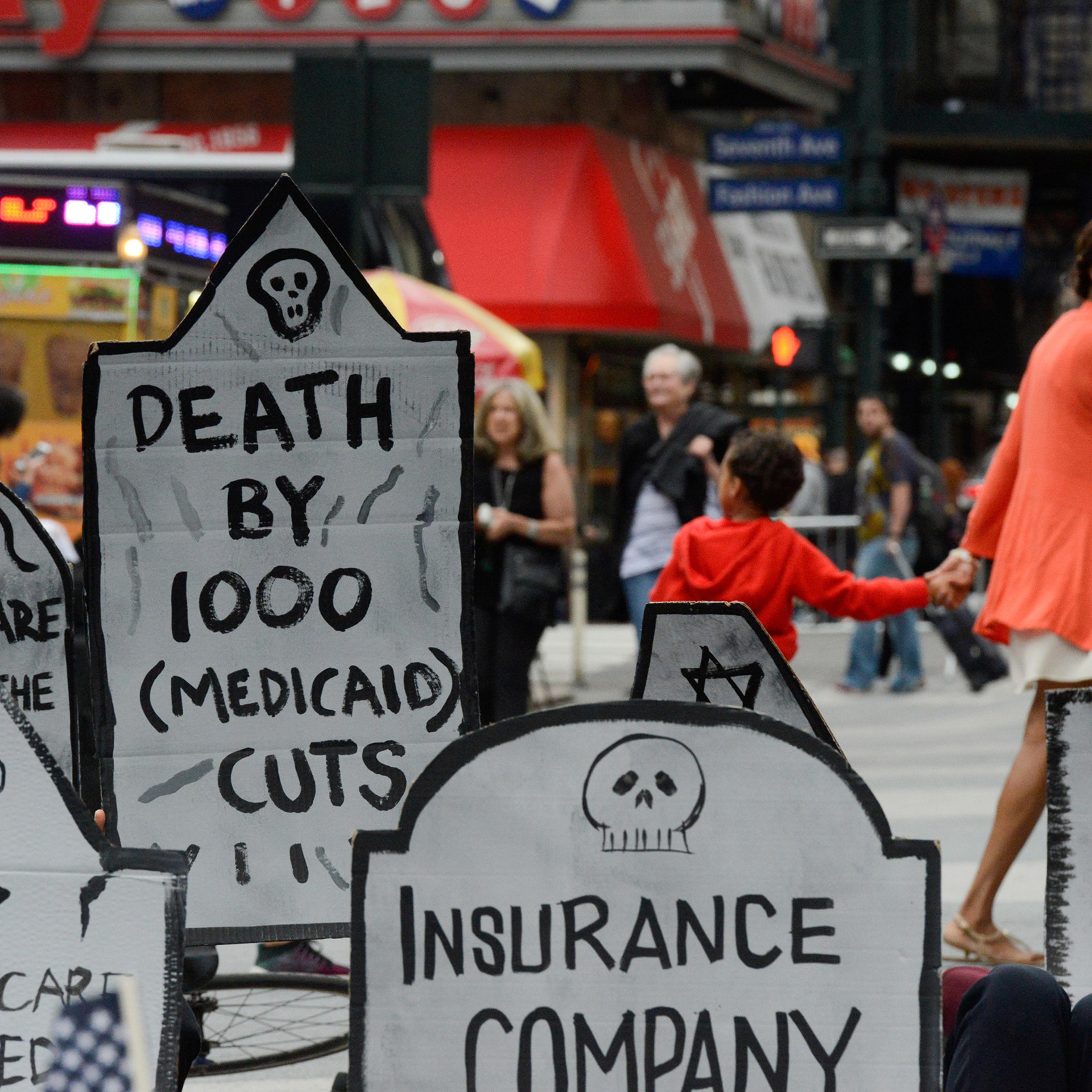 A protest of the Republican health care effort on June 4 in New York City.