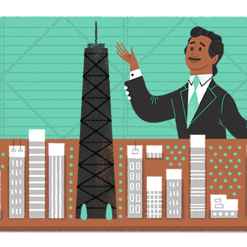 Good Doodle depicting Fazlur Rahman Khan on April 3, 2017.