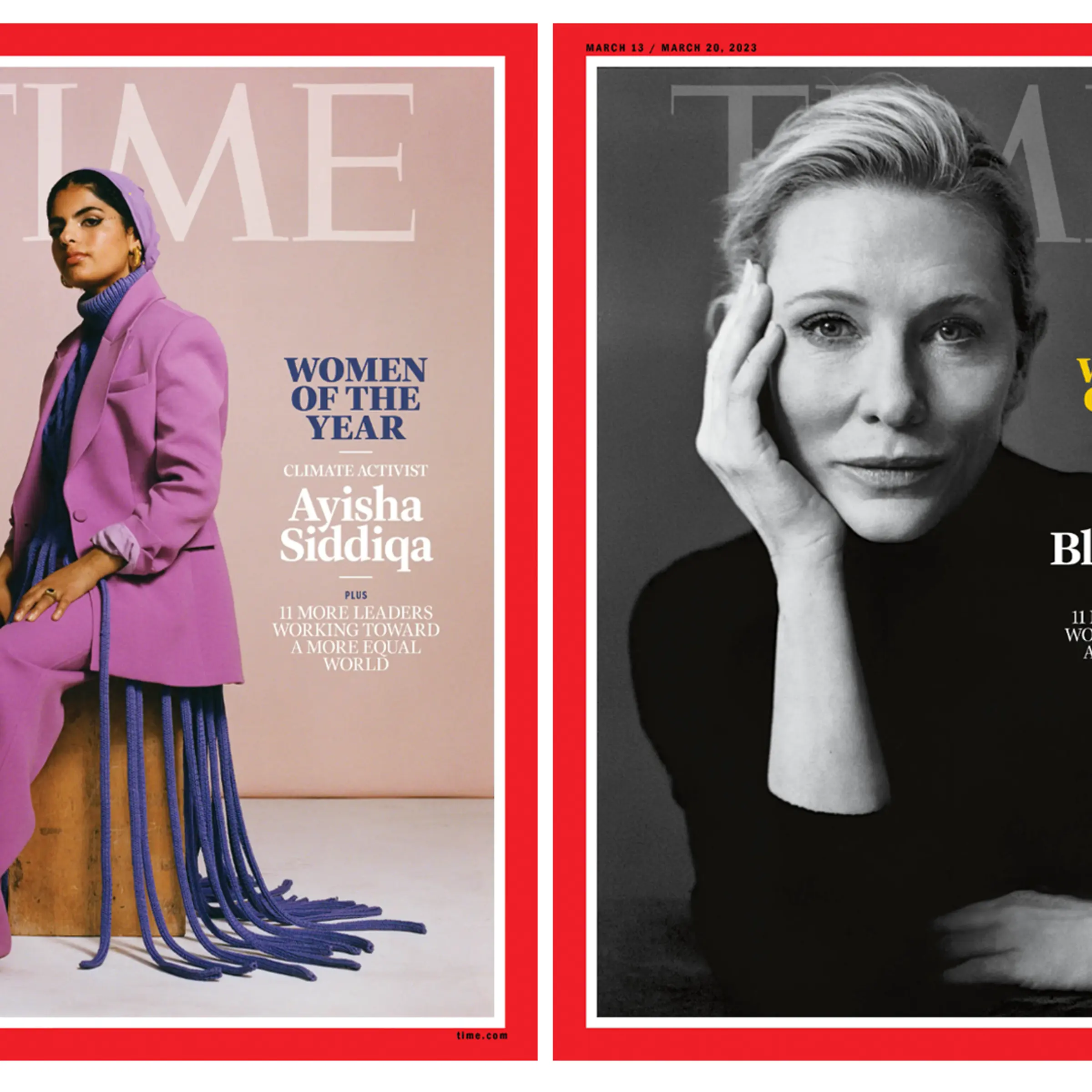 Ayisha Siddiqa and Cate Blanchett appear on the cover for TIME's 2023 Women of the Year list