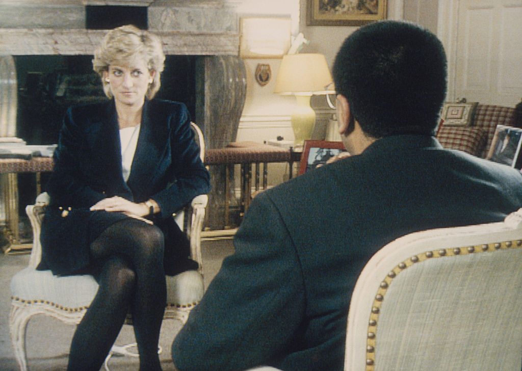Martin Bashir interviews Princess Diana in Kensington Palace, London for the television program Panorama in 1995.