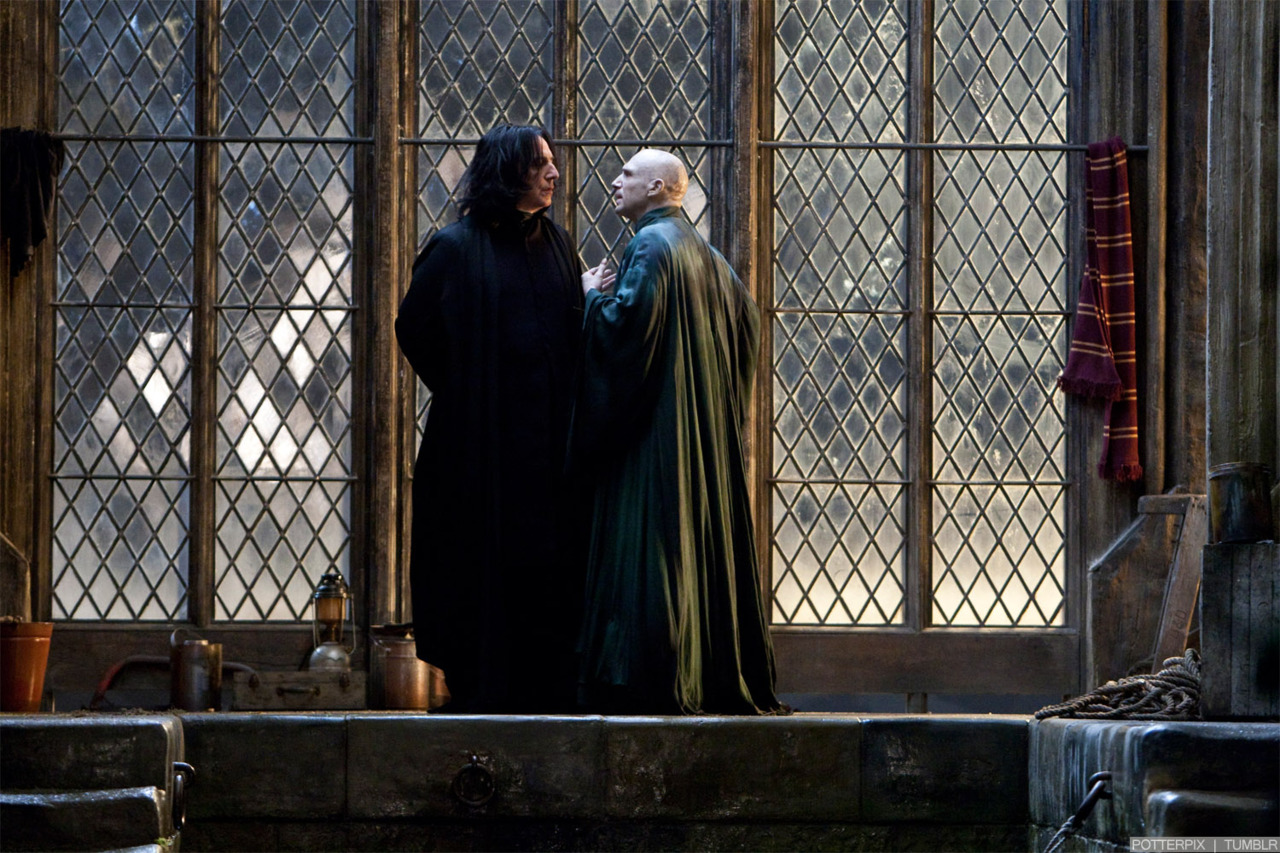 Alan Rickman as Severus Snape and Ralph Fiennes as Lord Voldemort in "Harry Potter and the Deathly Hallows: Part II."