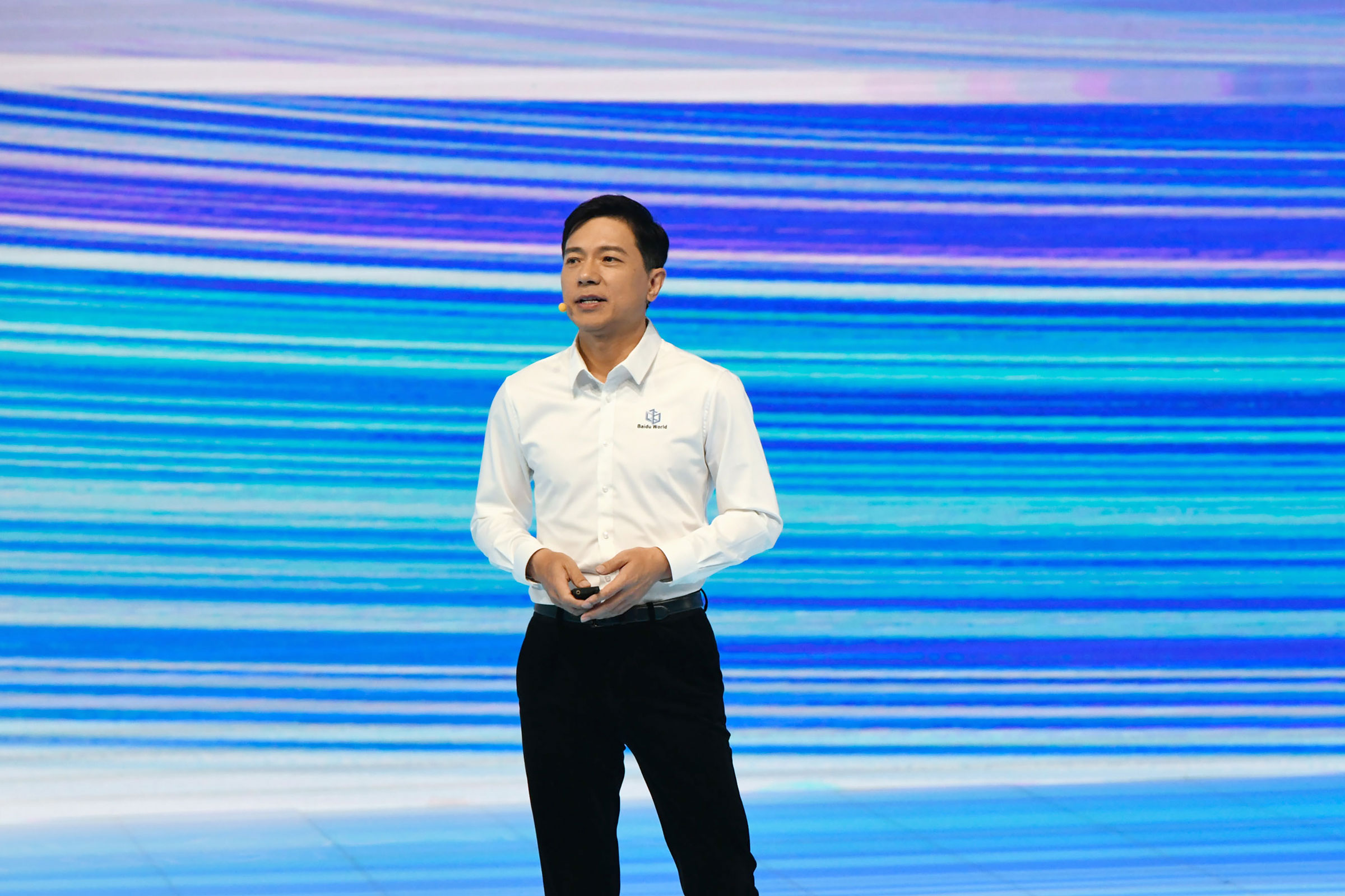 Robin Li, chairman and chief executive officer of Baidu Inc., during the Baidu World conference in Beijing, China, on Oct. 17, 2023.