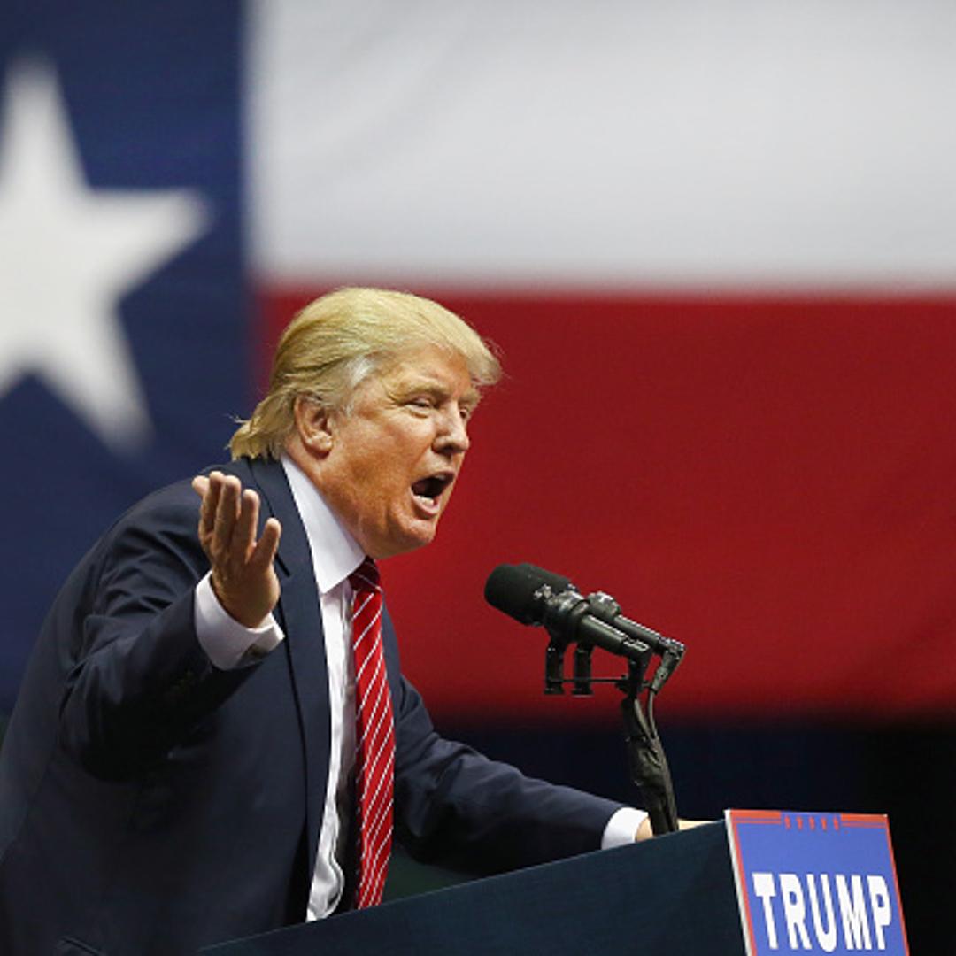 Republican presidential candidate Donald Trump speaks during a campaign rally at the American Airlines Center on September 14, 2015 in Dallas, Texas.