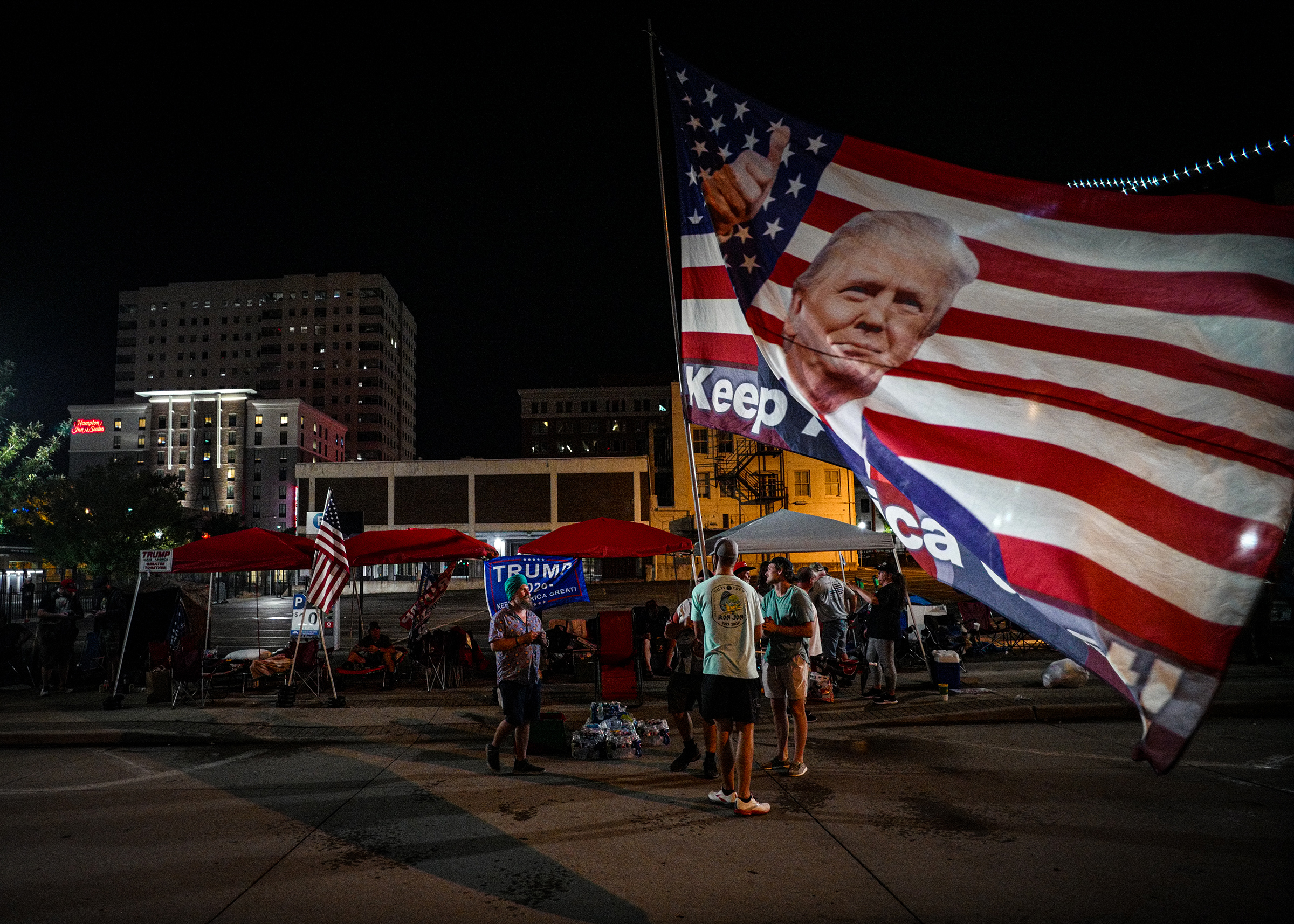 Supporters of President Donald Trump camp outside the BOK Center before  tomorrow’s rally in Tulsa, Oklahoma, June 19, 2020. 