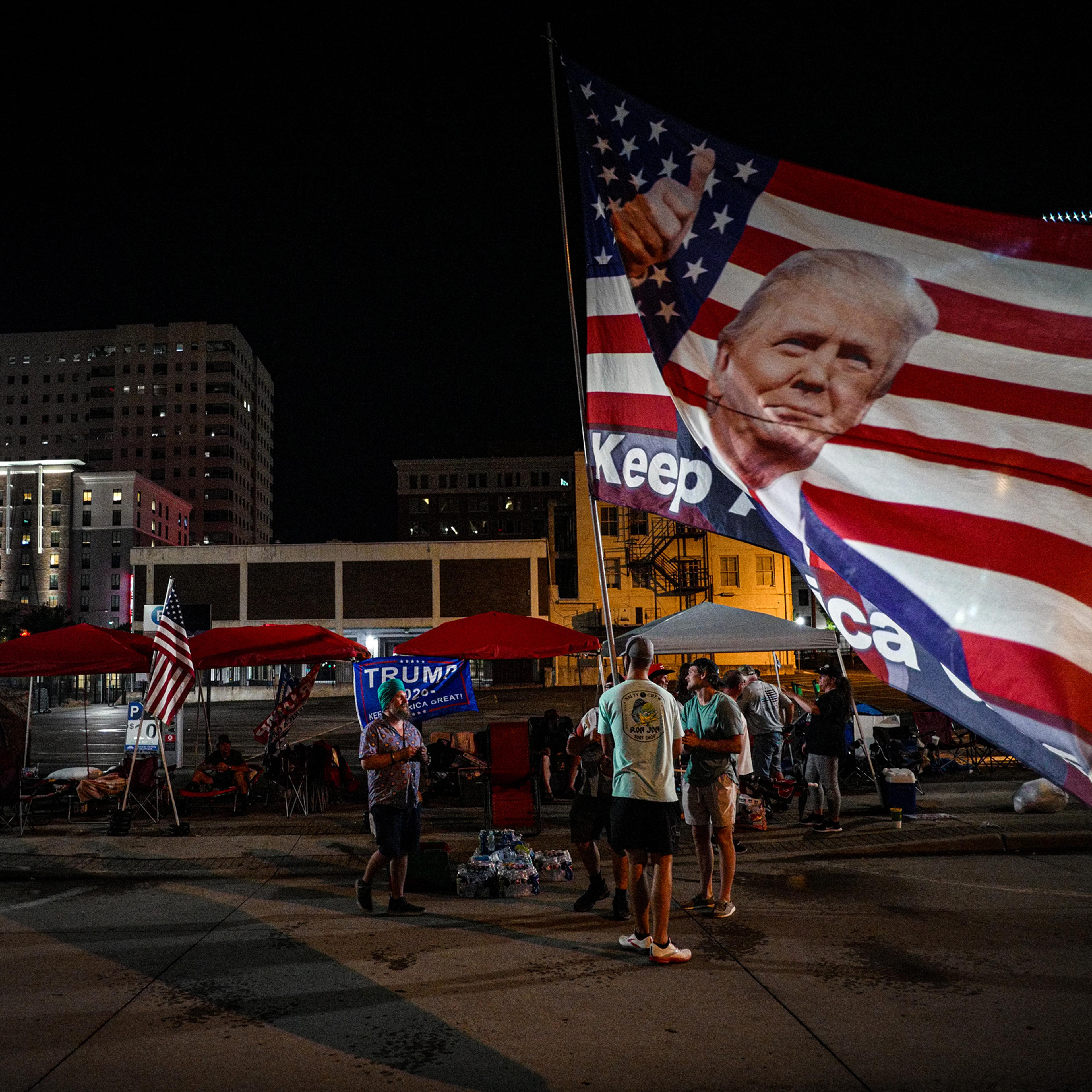 Supporters of President Donald Trump camp outside the BOK Center before tomorrow’s rally in Tulsa, Oklahoma, June 19, 2020.