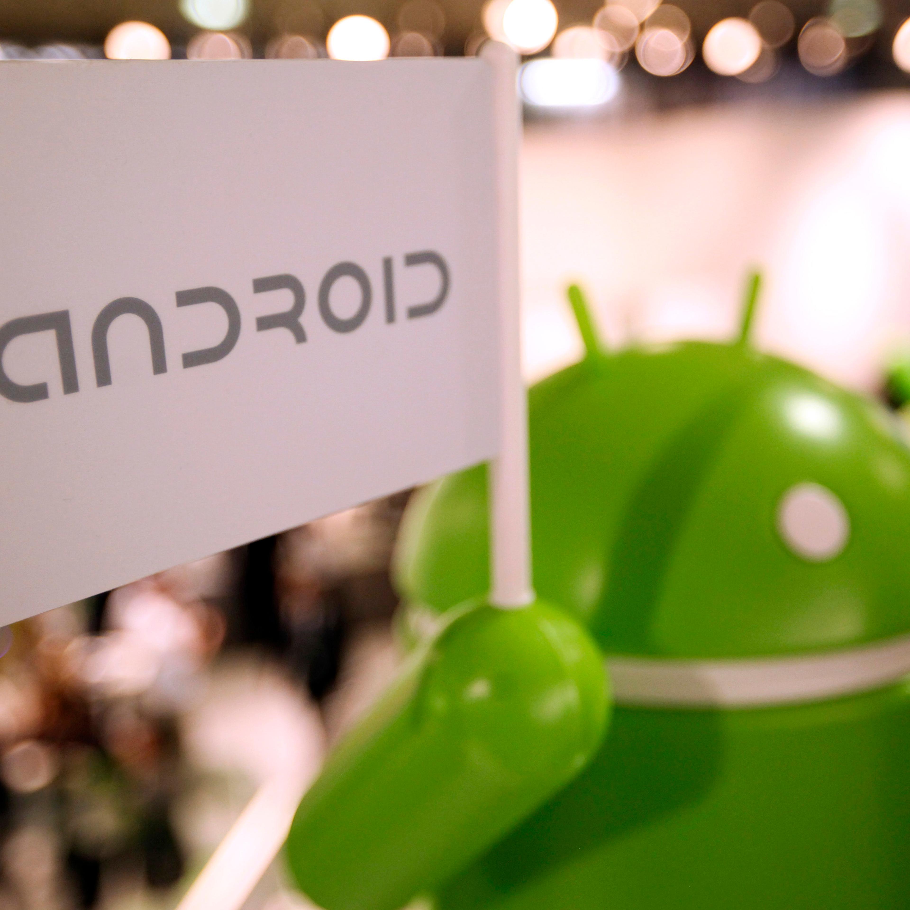 A model of the Android operating system logo at the Mobile World Congress in Barcelona, Spain, on Feb. 27, 2012.