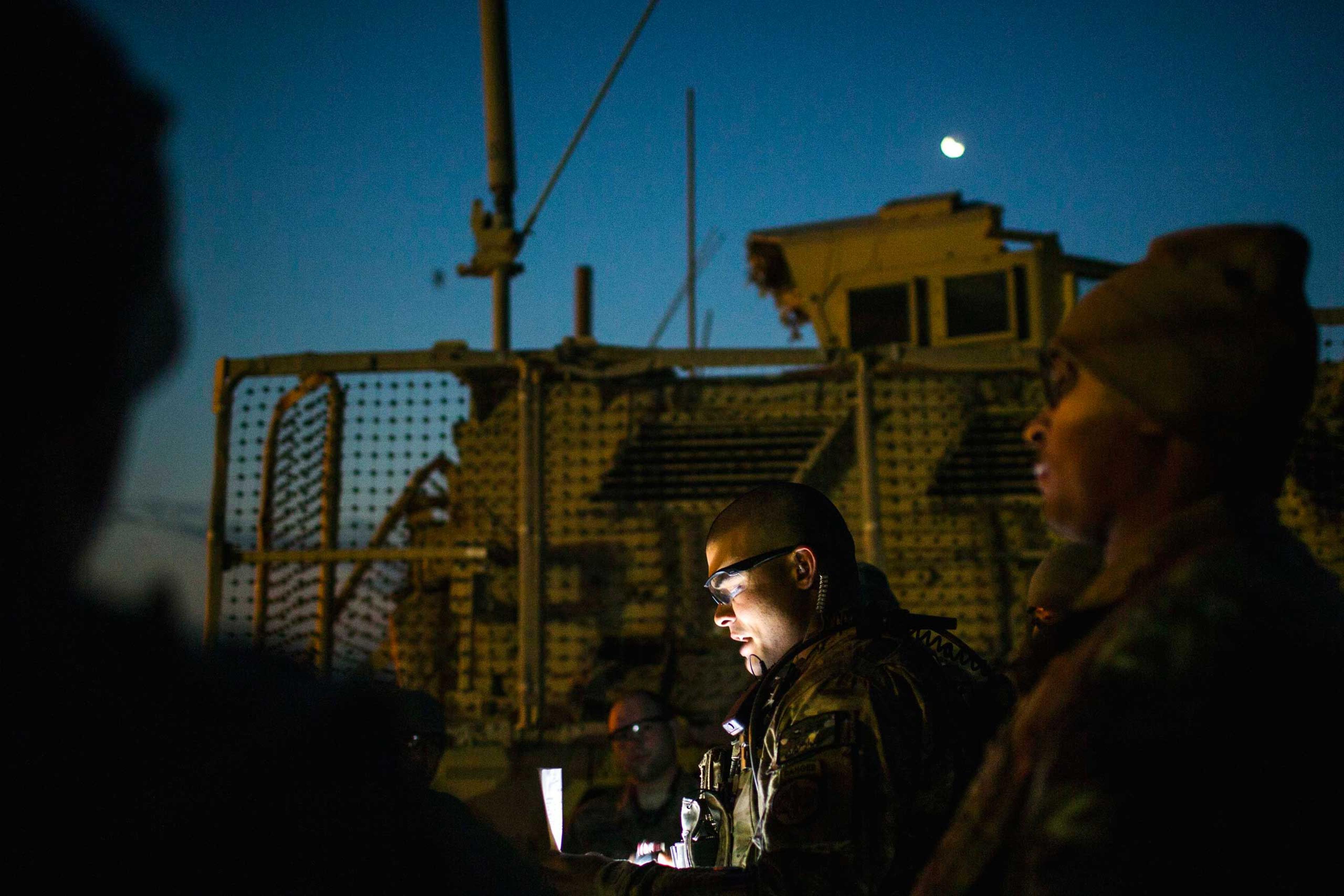 Lieutenant McDonald prepares a platoon of U.S. soldiers from Grim Company of the 3rd Cavalry Regiment at Forward Operating Base Fenty in the Nangarhar province of Afghanistan