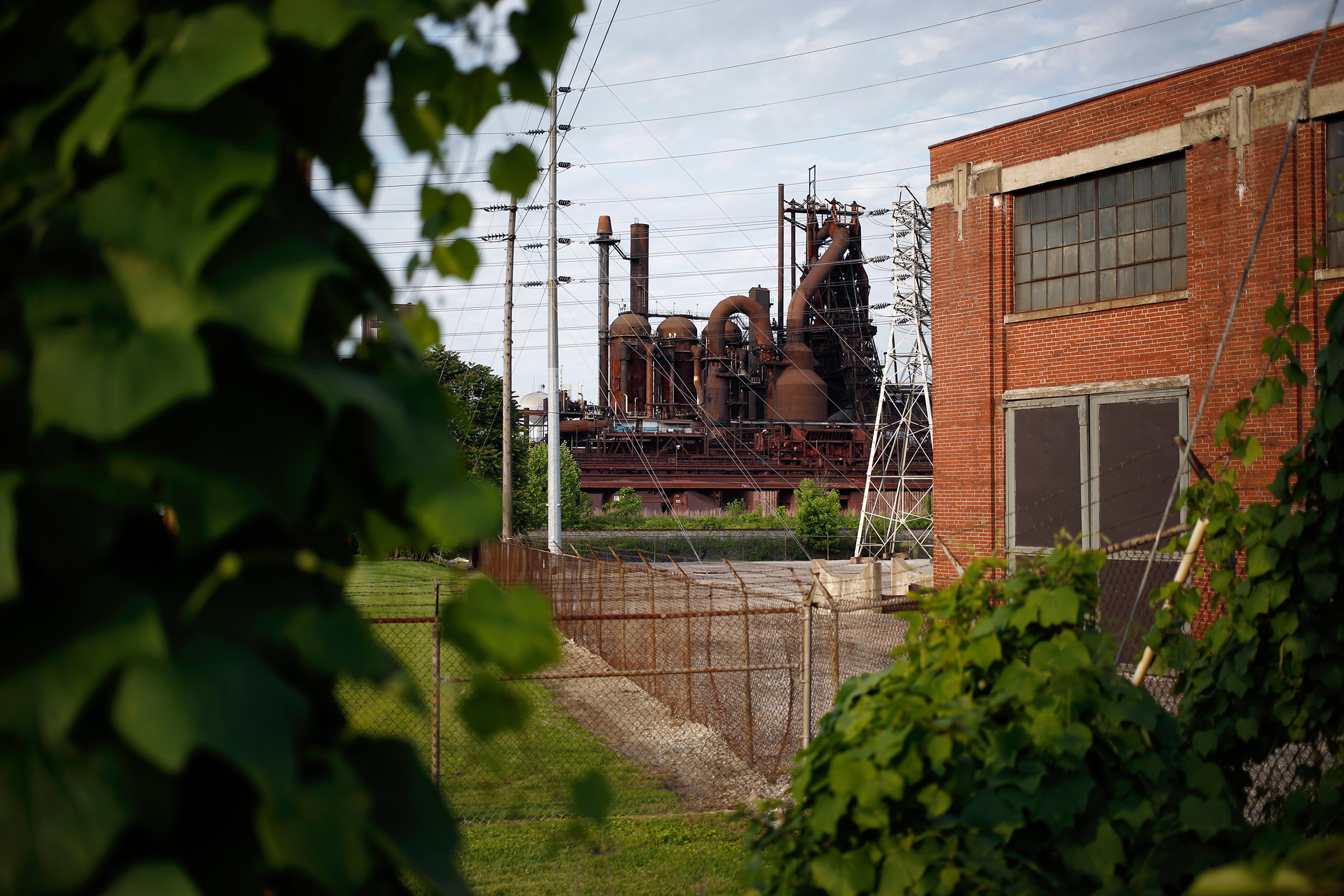 The idled blast furnace stands on the grounds of AK Steel's Ashland Works mill on Wednesday, May 15, 2019 in Ashland, Ky. Luke Sharrett for Time.