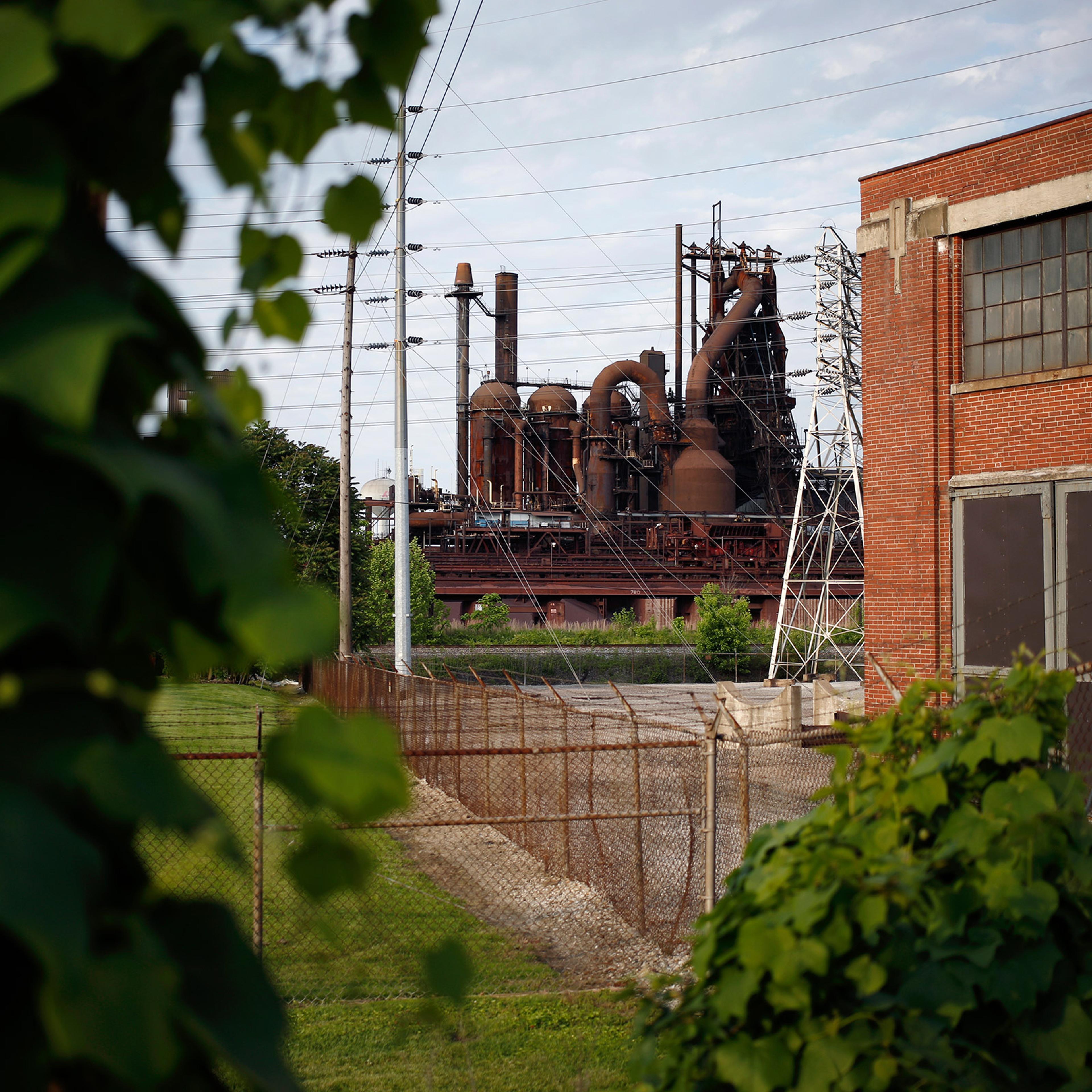 The idled blast furnace stands on the grounds of AK Steel's Ashland Works mill on Wednesday, May 15, 2019 in Ashland, Ky. Luke Sharrett for Time.