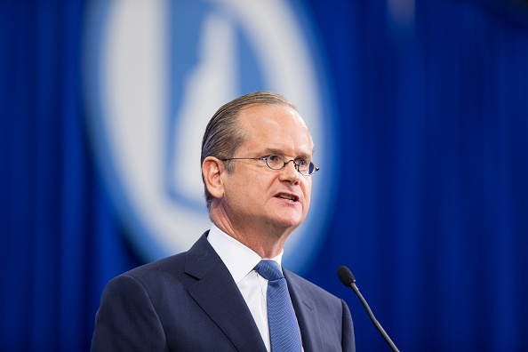 Democratic presidential candidate Lawrence Lessig speaks on stage at the New Hampshire Democratic Party State Convention on September 19, 2015 in Manchester, New Hampshire.