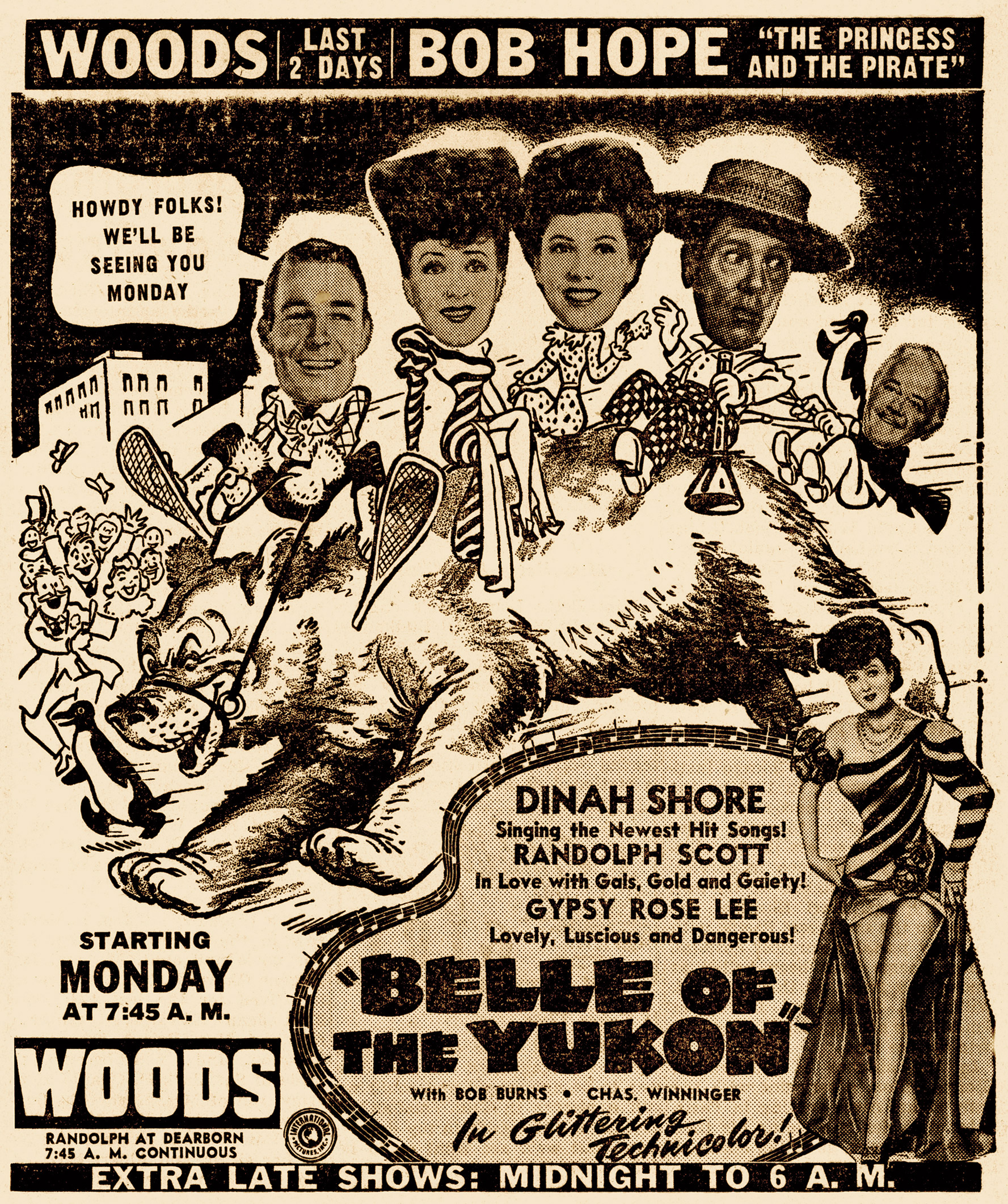 Belle of the Yukon newspaper advertisement, 1944.