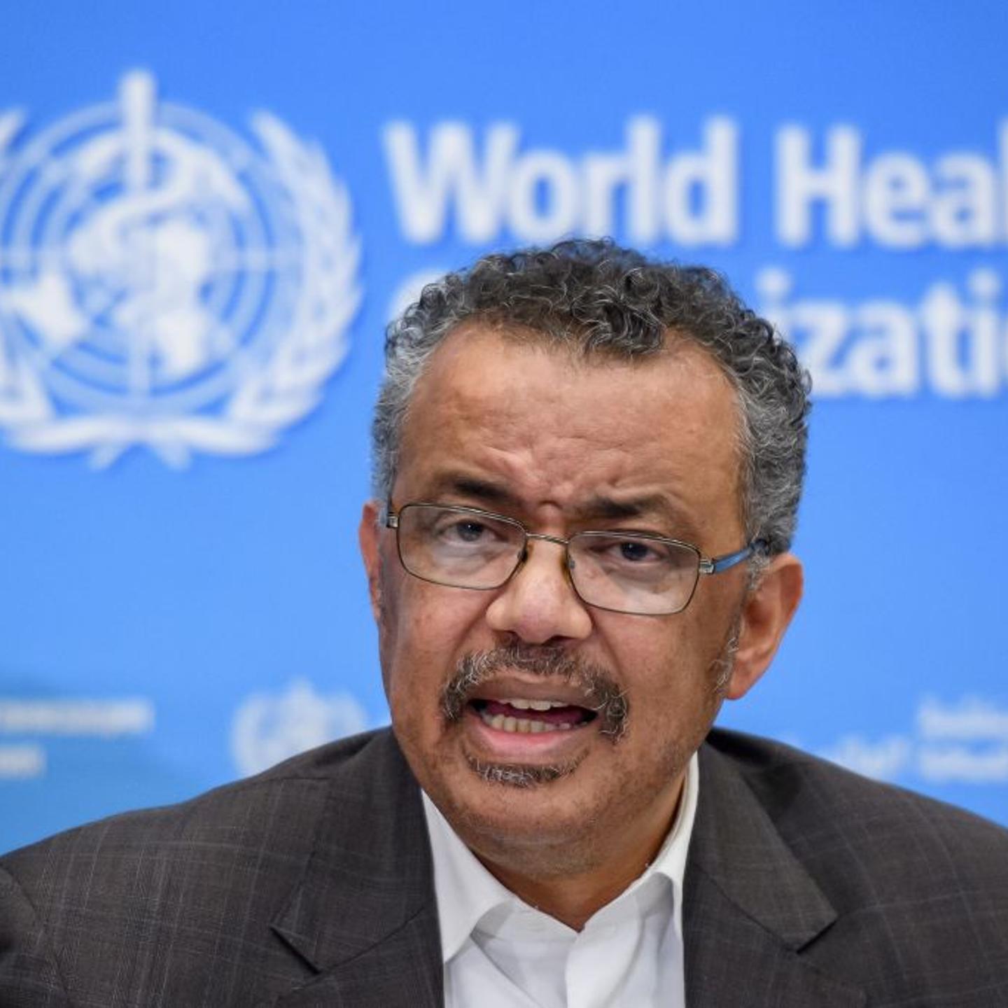 WHO Director-General Tedros Adhanom Ghebreyesus speaks during a press conference