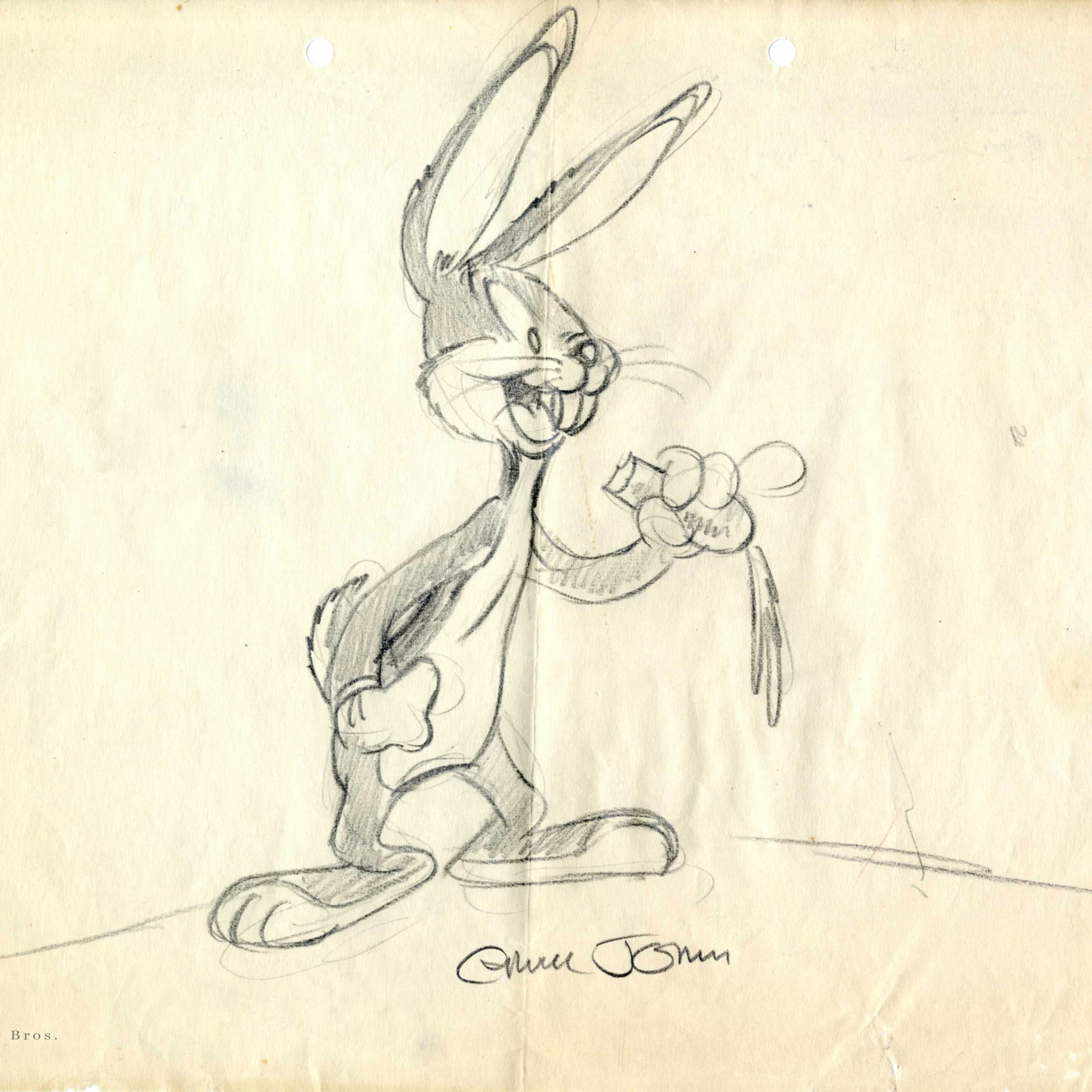 Original production layout drawing by Chuck Jones for his 1943 short cartoon, "Super Rabbit"