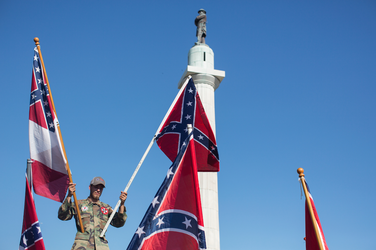 NEW ORLEANS, USA - MAY 7, 2017: A person in opposition to the r