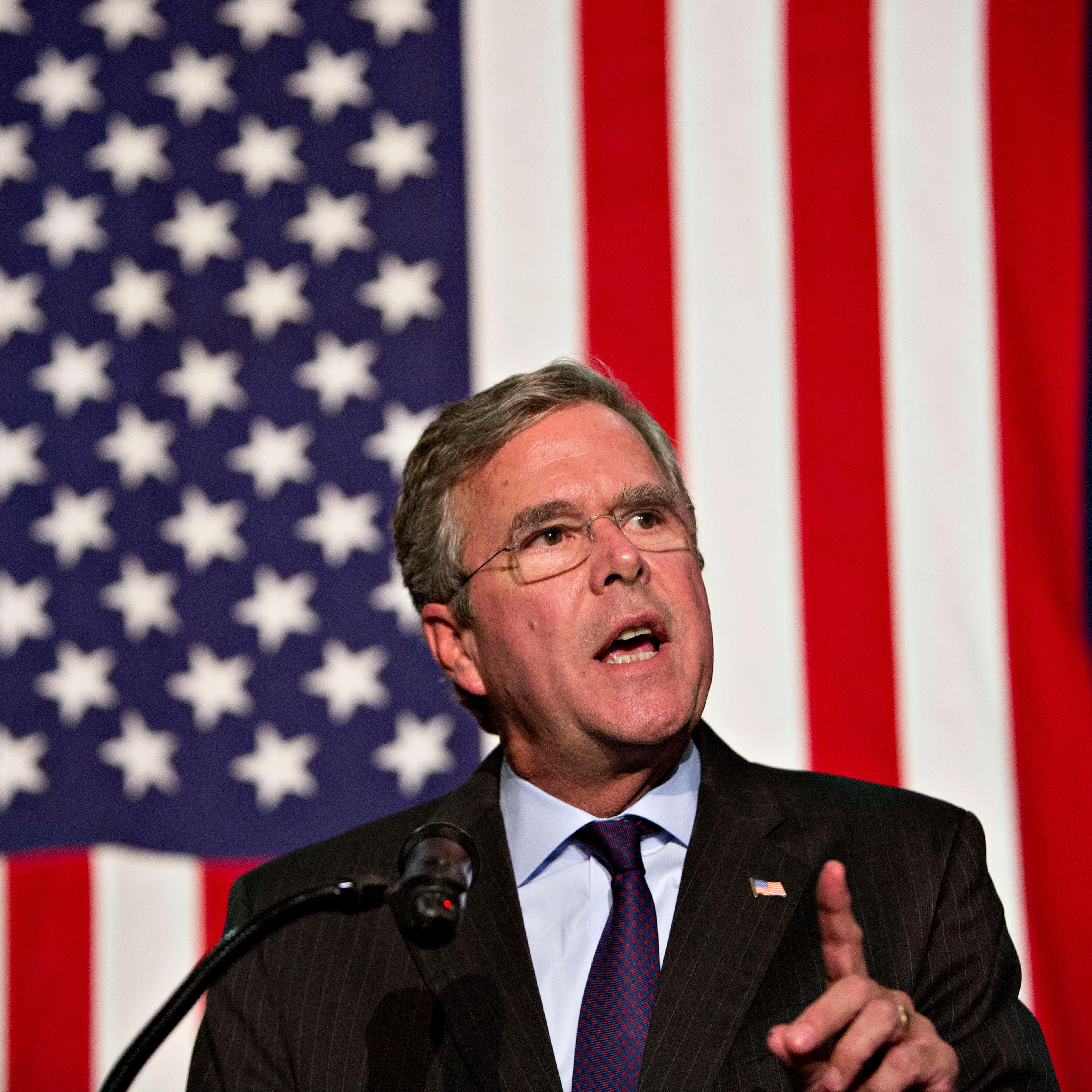 Jeb Bush, former Governor of Florida and 2016 Republican presidential candidate, speaks during the Scott County Republican party Ronald Reagan Dinner in Davenport, Iowa, U.S., on Oct. 6, 2015.