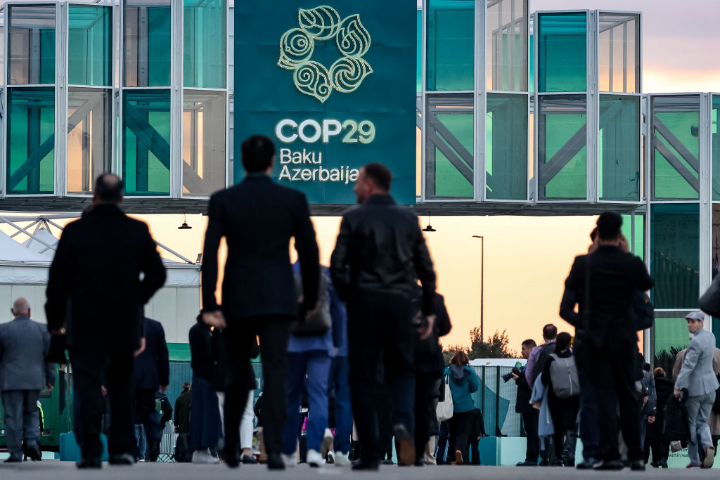 the entrance to COP29 in Baku