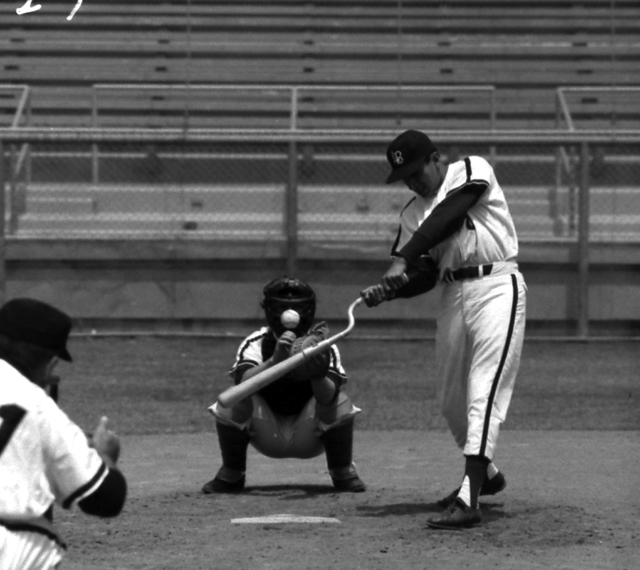 The "screwbat," specially engineered to teach a hitter not to roll his wrists when he swings.