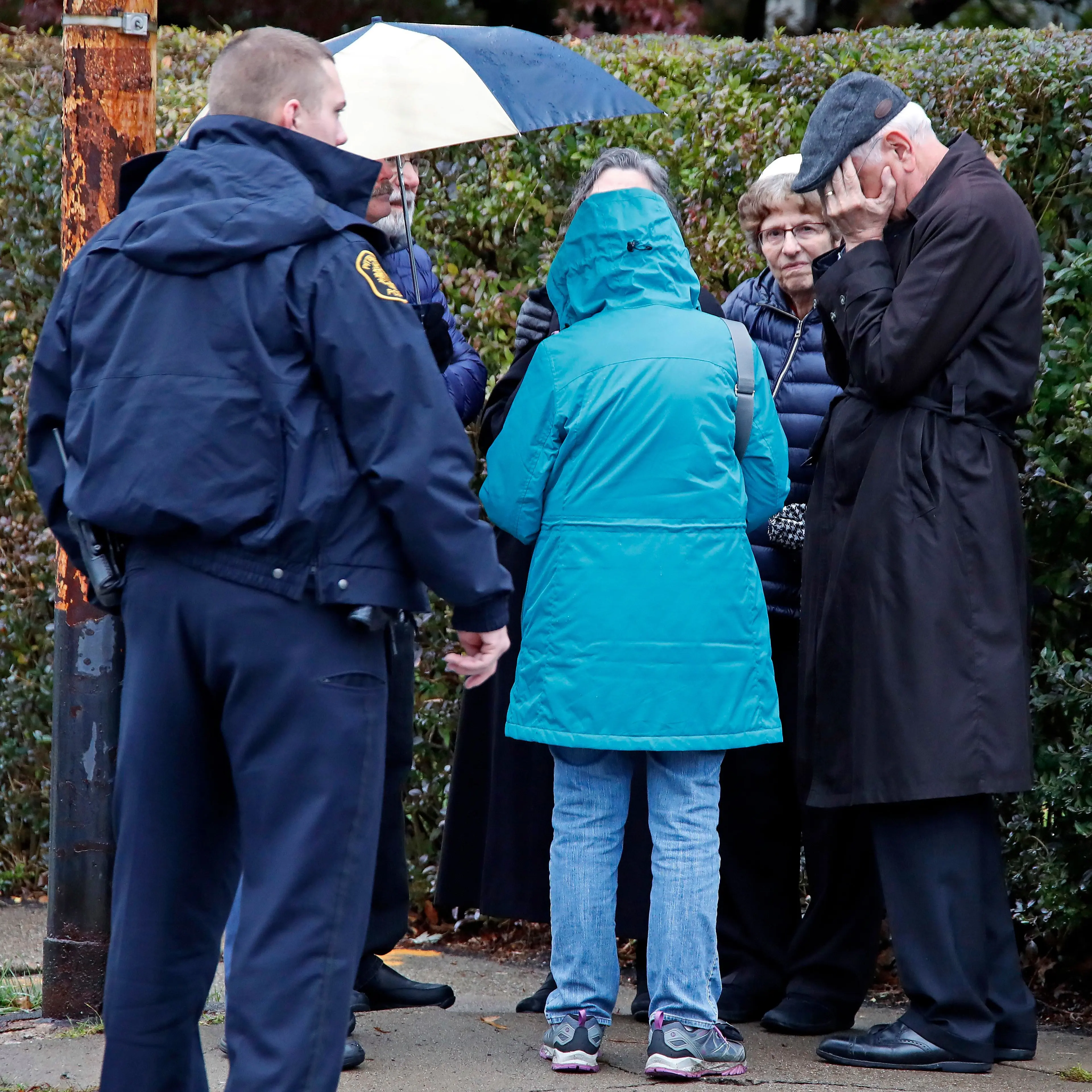People Gathered Outside Shooting Synagogue, Pittsburgh
