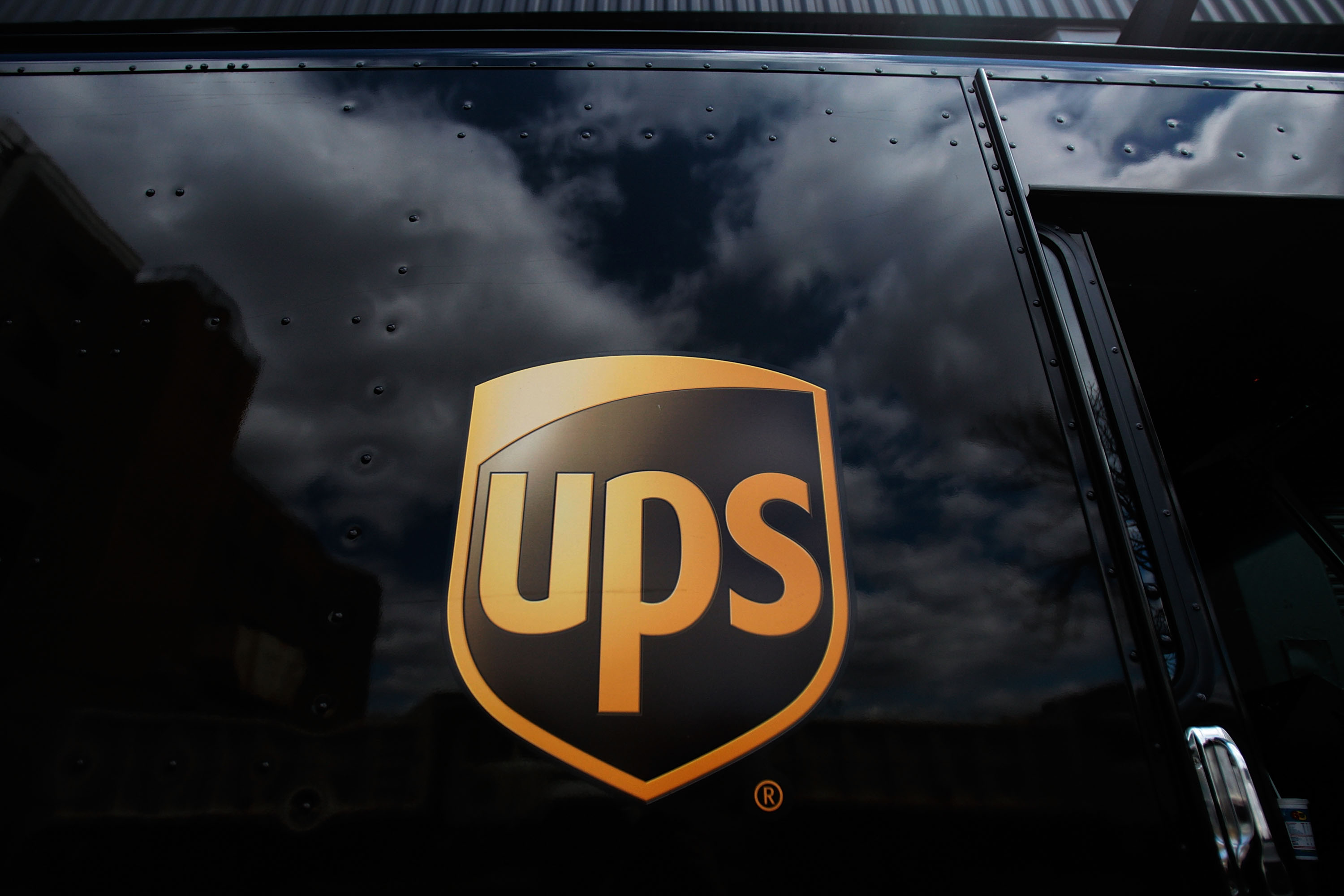 The United Parcel Service logo on the side of a delivery truck on April 23, 2009 in New York City.