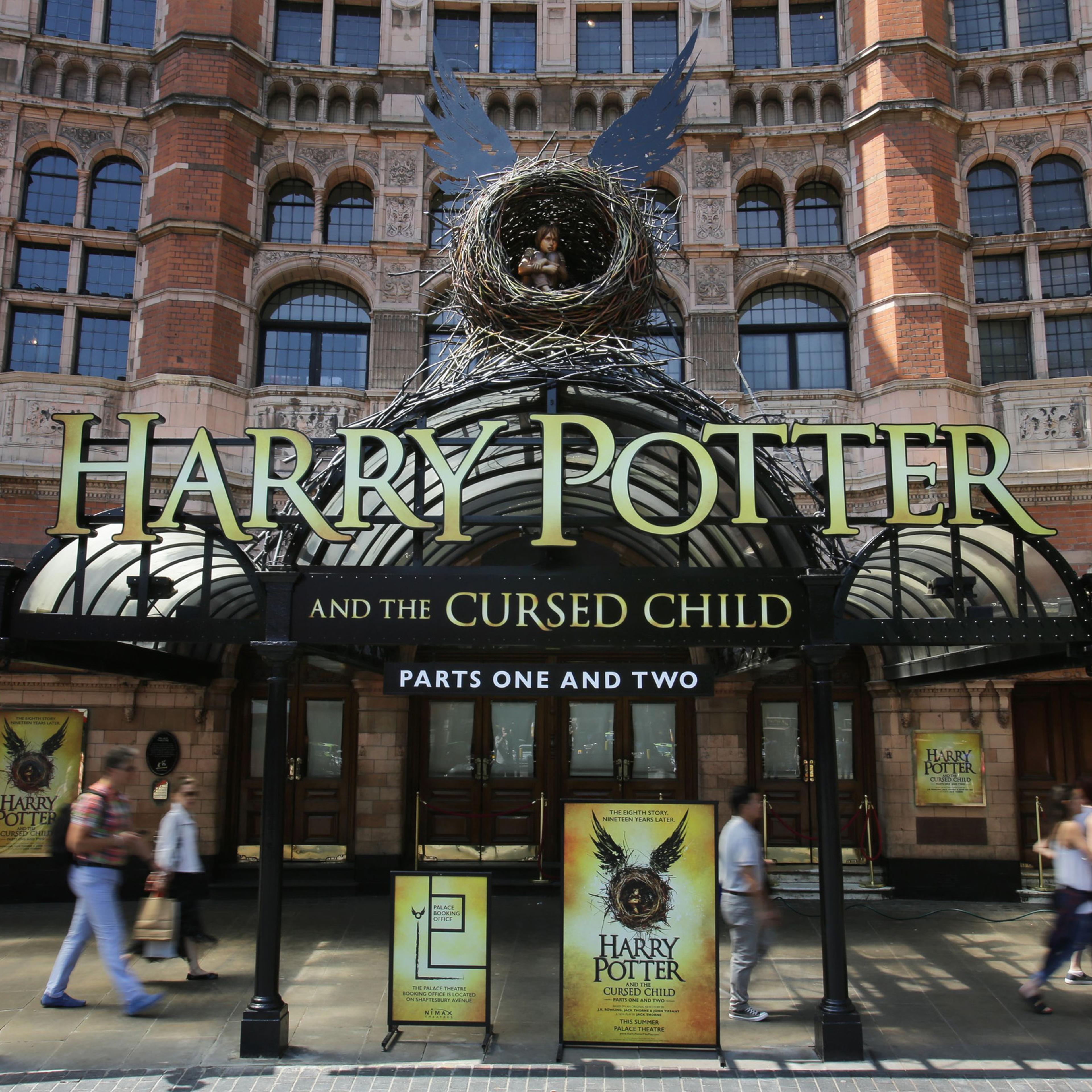 The front of the Palace Theatre promotes its new show 'Harry Potter and the Cursed Child' in London on June 6, 2016.