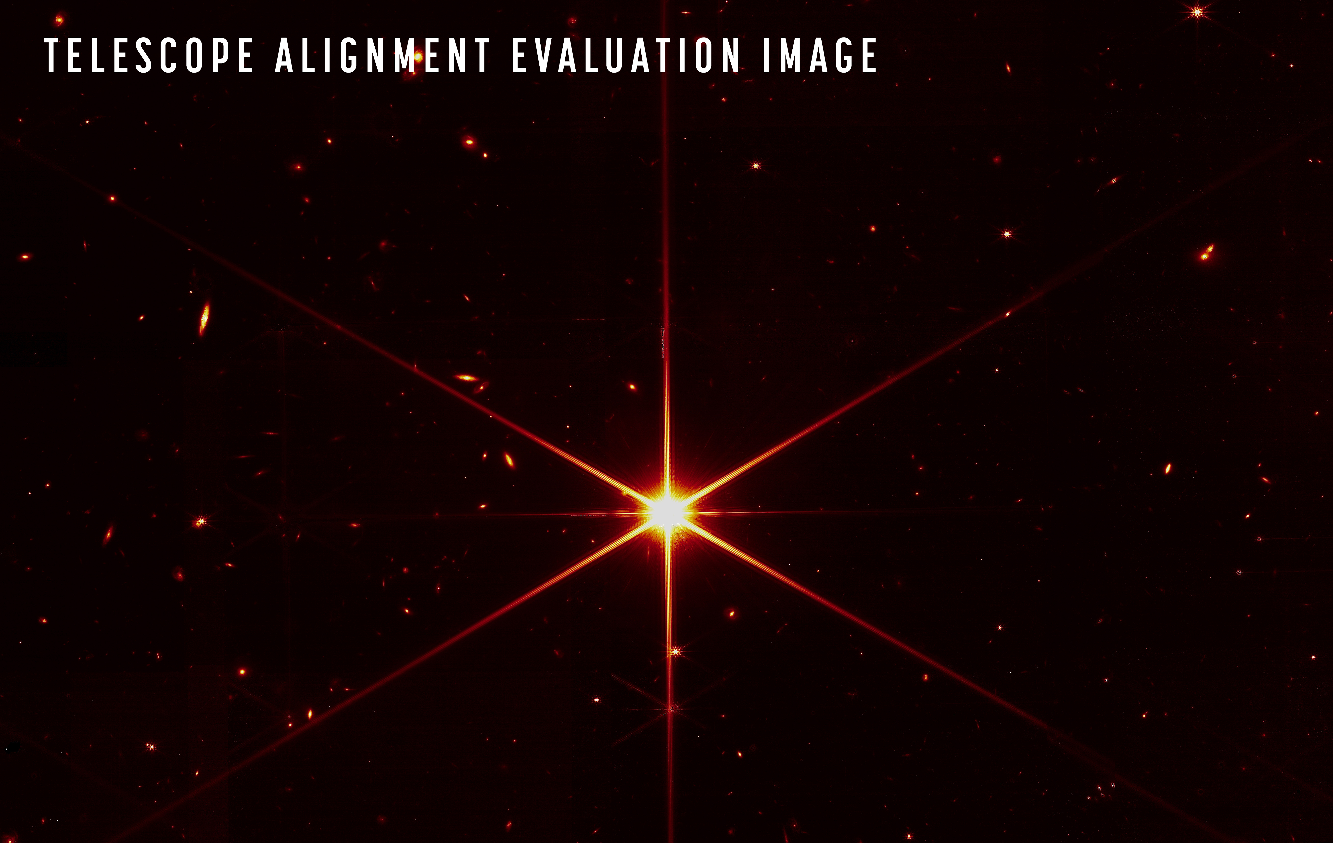 The James Webb Space Telescope's image of the star 2MASS J17554042+6551277, located 2,000 light years from Earth. Stars and galaxies much farther away are visible in the background.