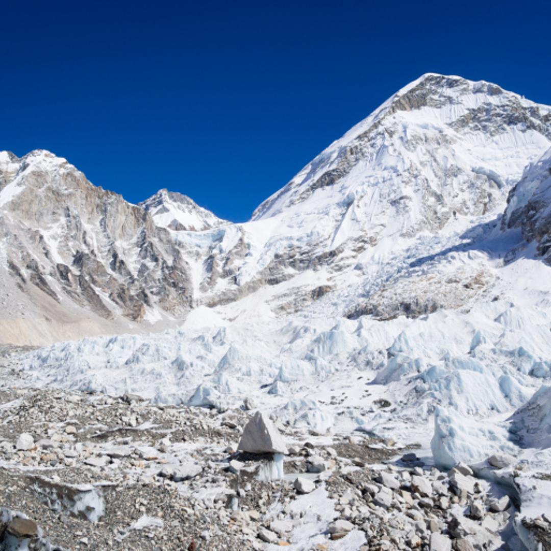 Everest Base Camp site on Khumbu Glacier