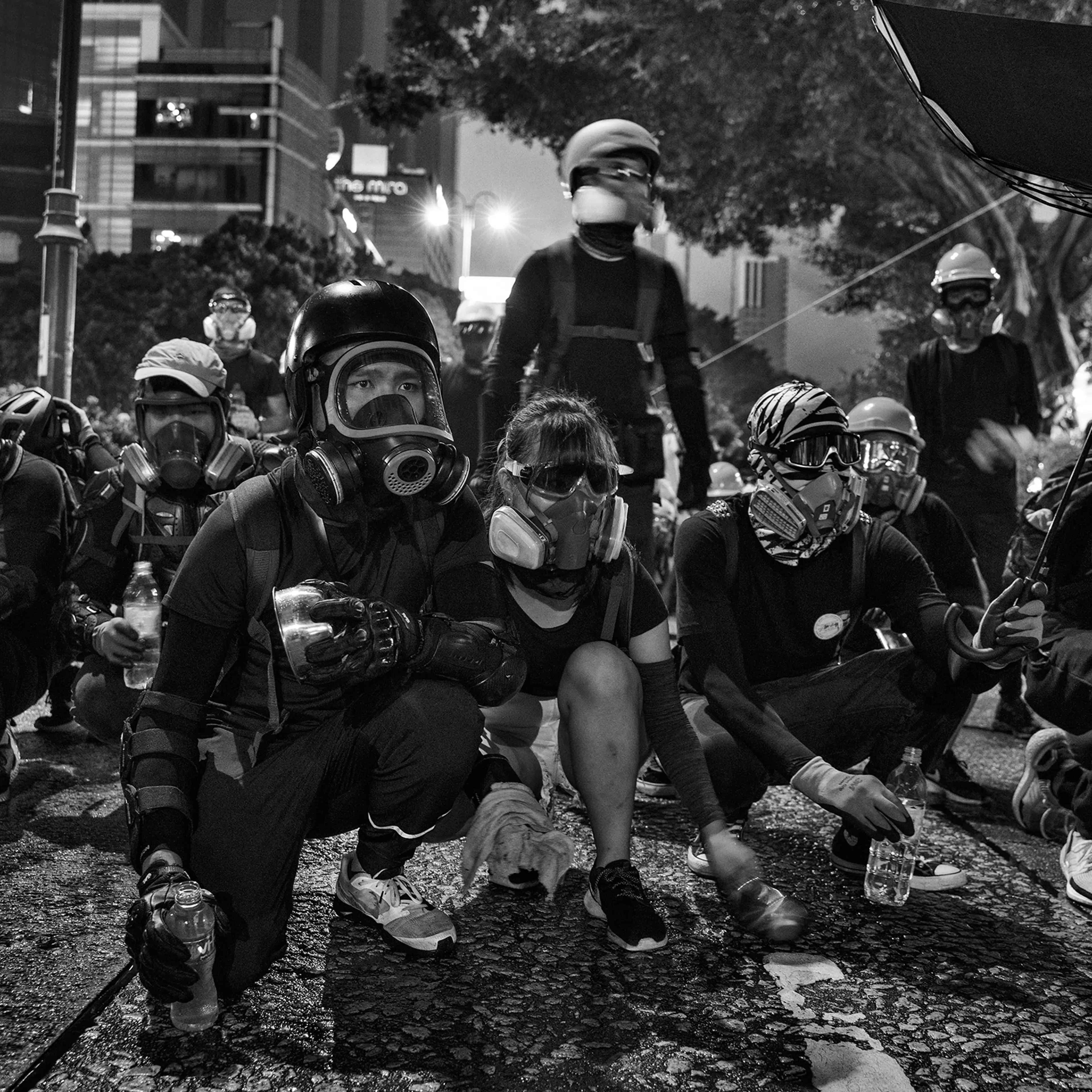 Antigovernment protesters near the Tsim Sha Tsui police station in Kowloon, Hong Kong, on Aug. 11.
