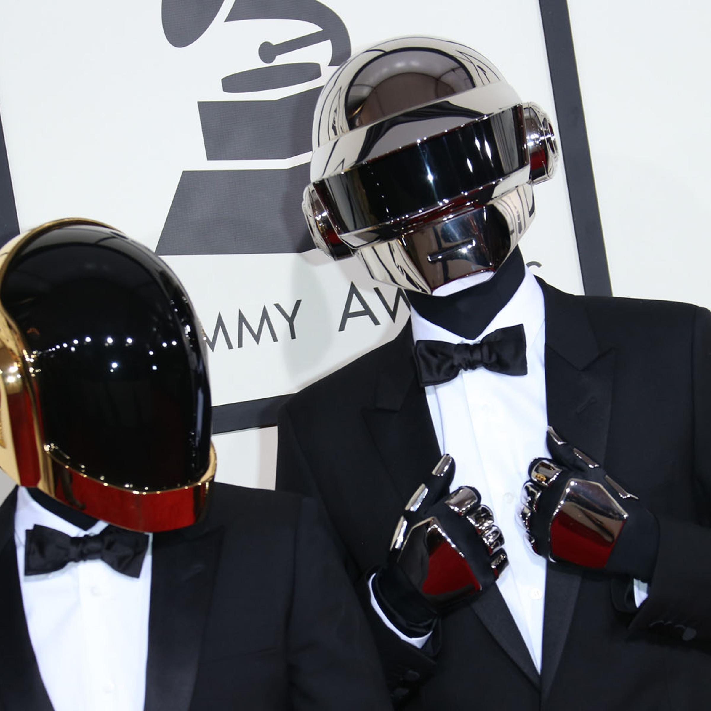 Thomas Bangalter and Guy-Manuel de Homem-Christo of 'Daft Punk' arrive at the 56th Annual GRAMMY Awards at Staples Center on January 26, 2014 in Los Angeles, California.
