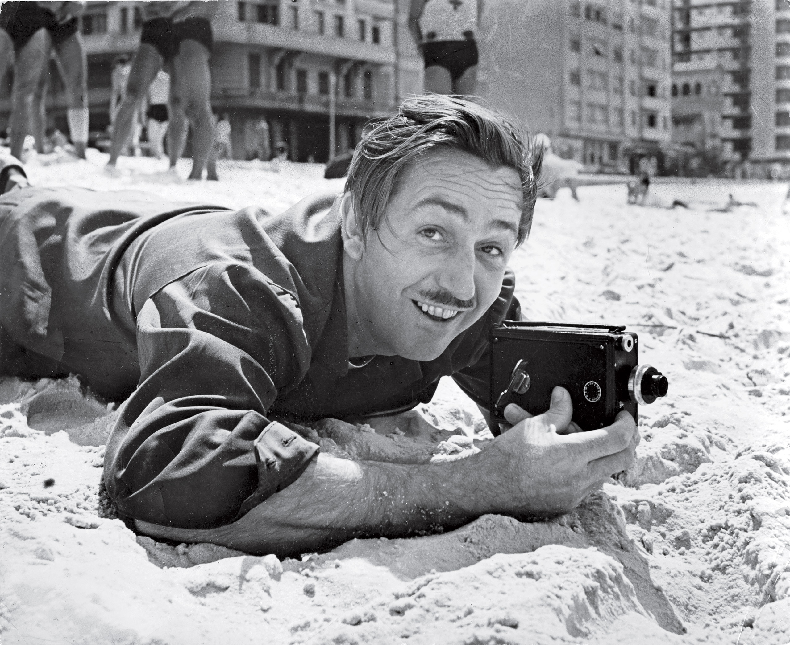 1941 Filmmaker Walt Disney filming on Brazilian beach