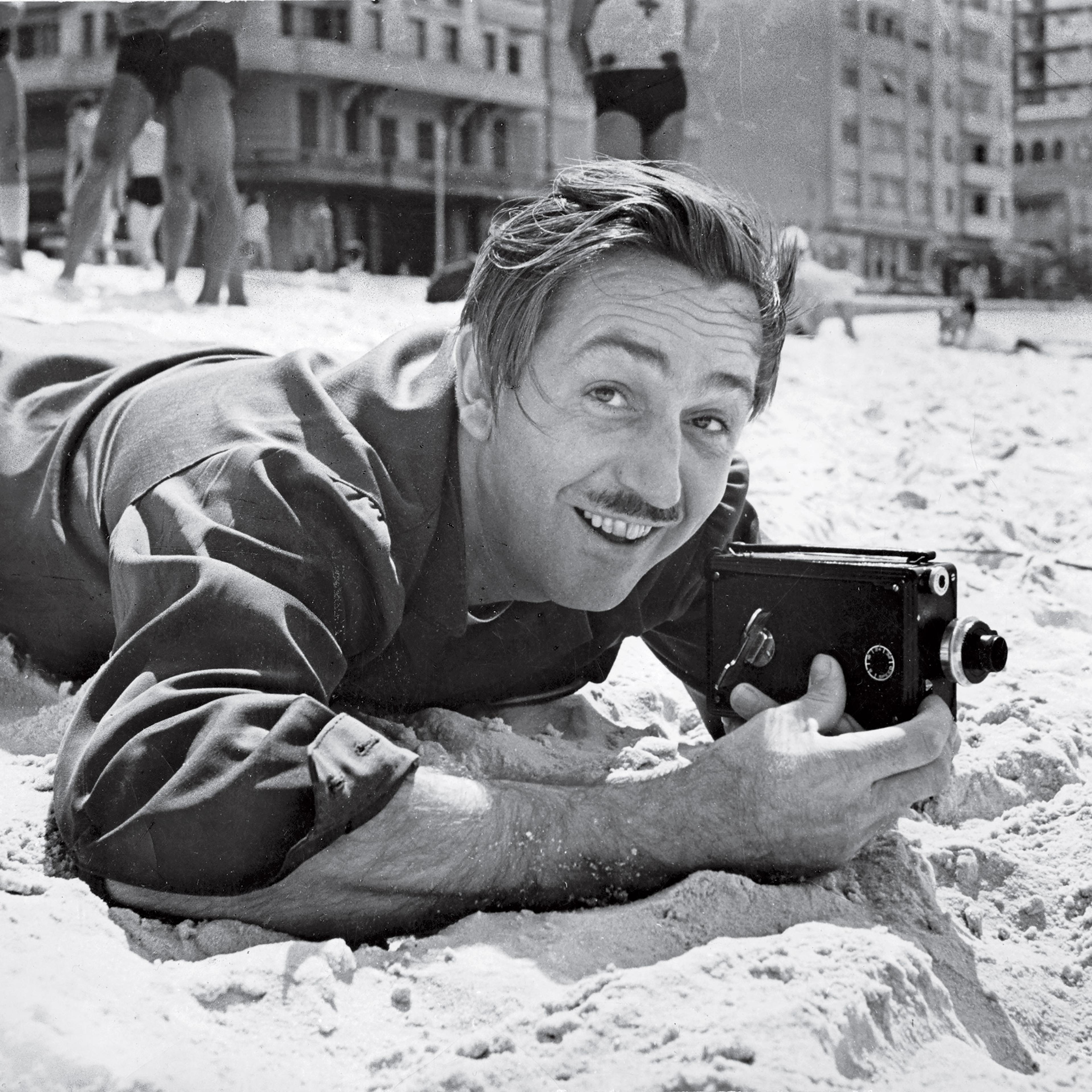 1941 Filmmaker Walt Disney filming on Brazilian beach