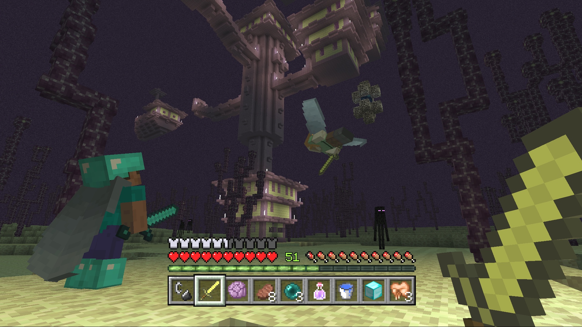 Alex Gliding with Elytra in Minecraft: Console Editions Holiday Update