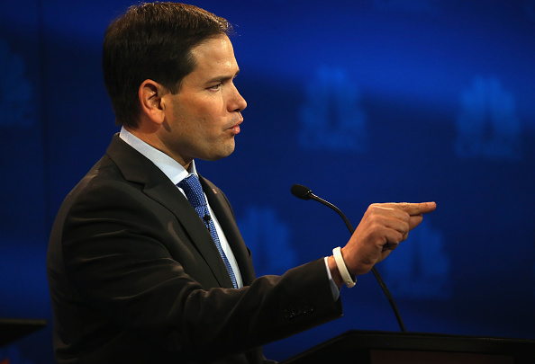 Presidential candidates Sen. Marco Rubio (R-FL) speaks during the CNBC Republican Presidential Debate at University of Colorados Coors Events Center October 28, 2015 in Boulder, Colorado.