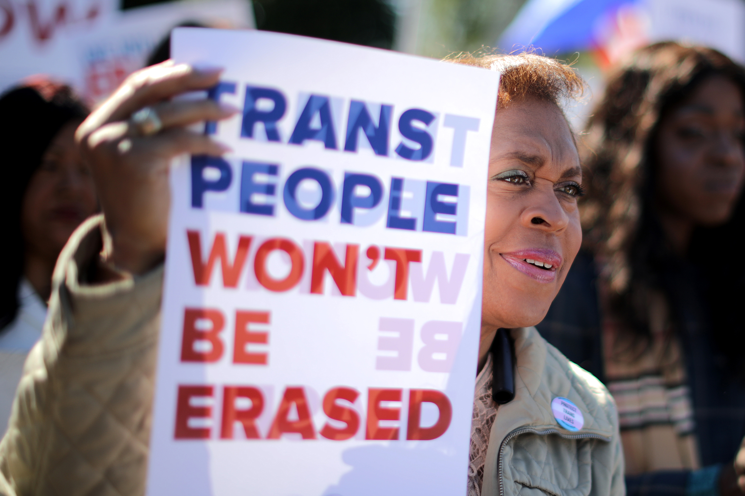 Activists from the National Center for Transgender Equality, partner organizations and their supporters rally in front of the White House Oct. 22, 2018 in Washington, D.C.