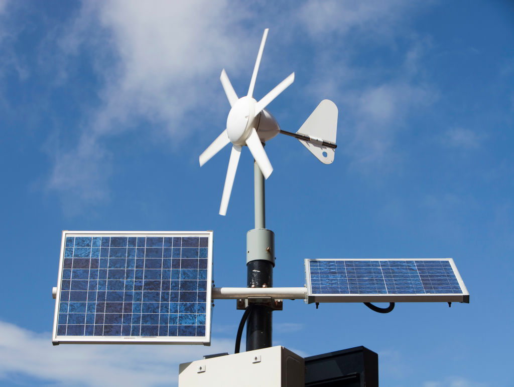 Renewable energy generation being used to power illuminated speed limit signs in Barrow in Furness, Cumbria, UK.