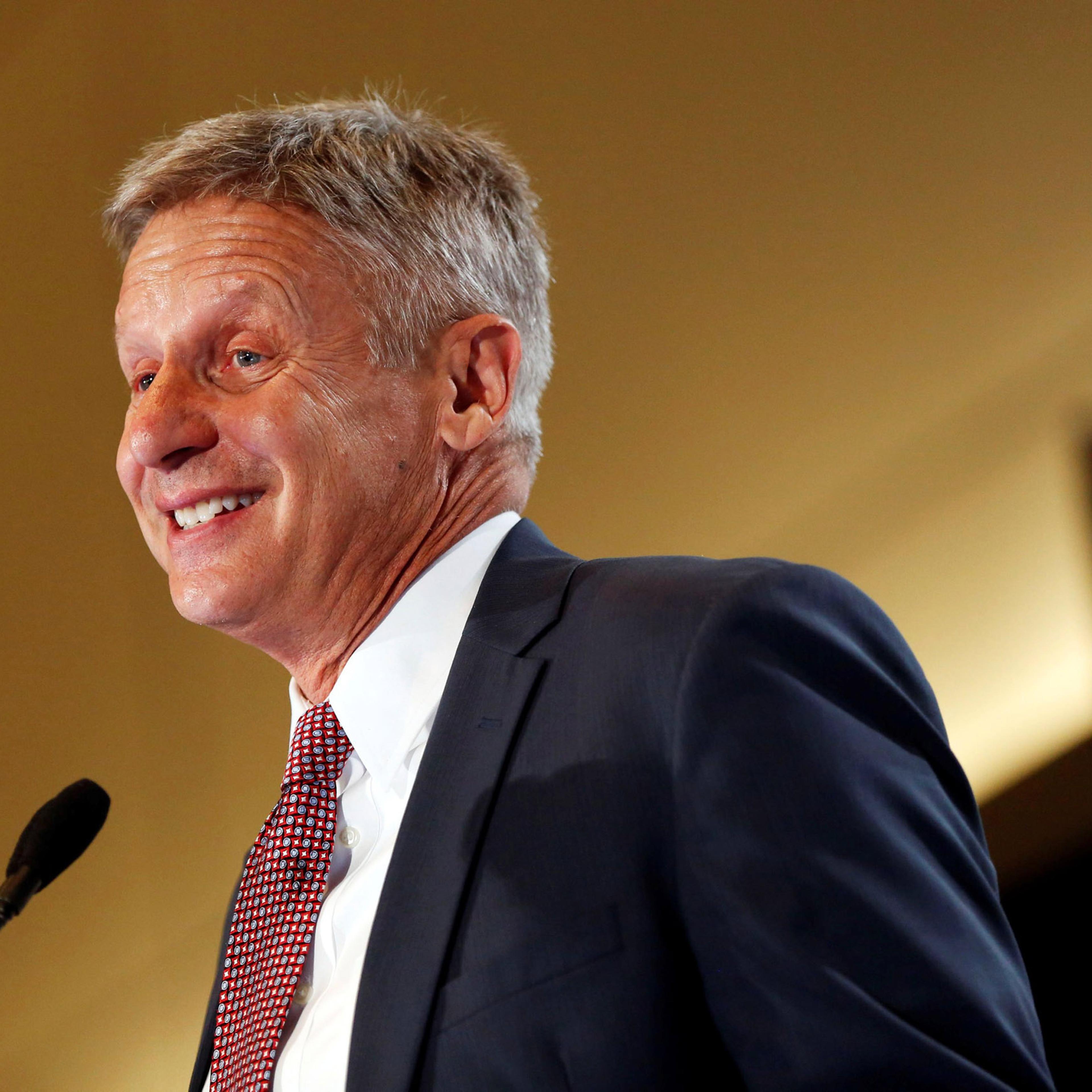Libertarian Party presidential candidate Gary Johnson speaks during the "Politicon" convention in Pasadena, California, U.S. June 25, 2016.