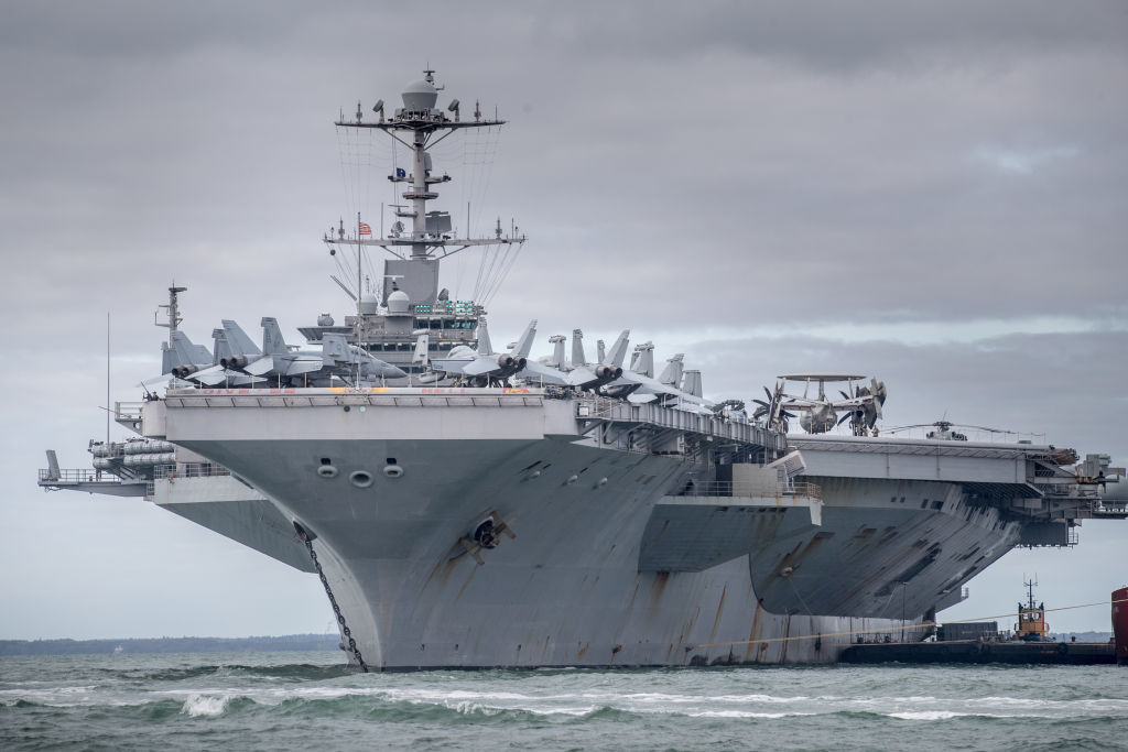 US Aircraft Carrier Docked at Portsmouth, England