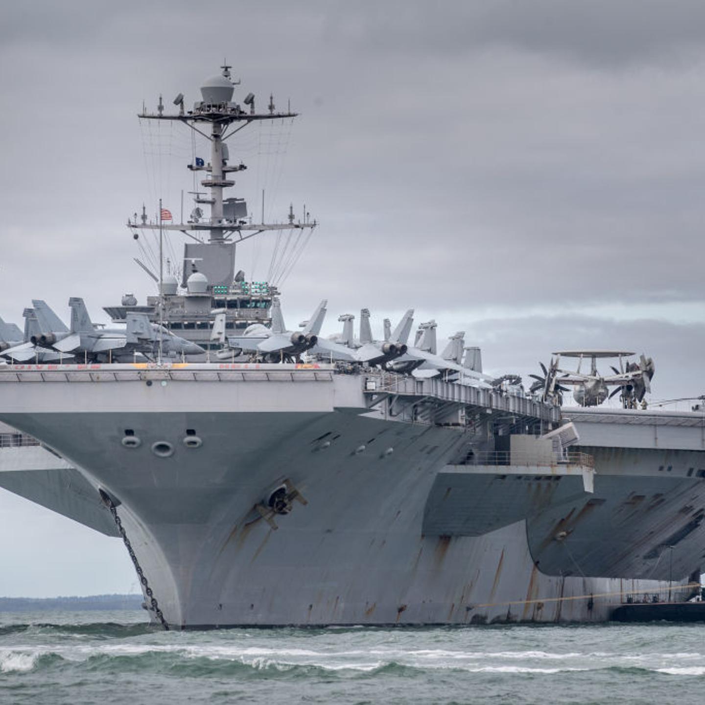 US Aircraft Carrier Docked at Portsmouth, England