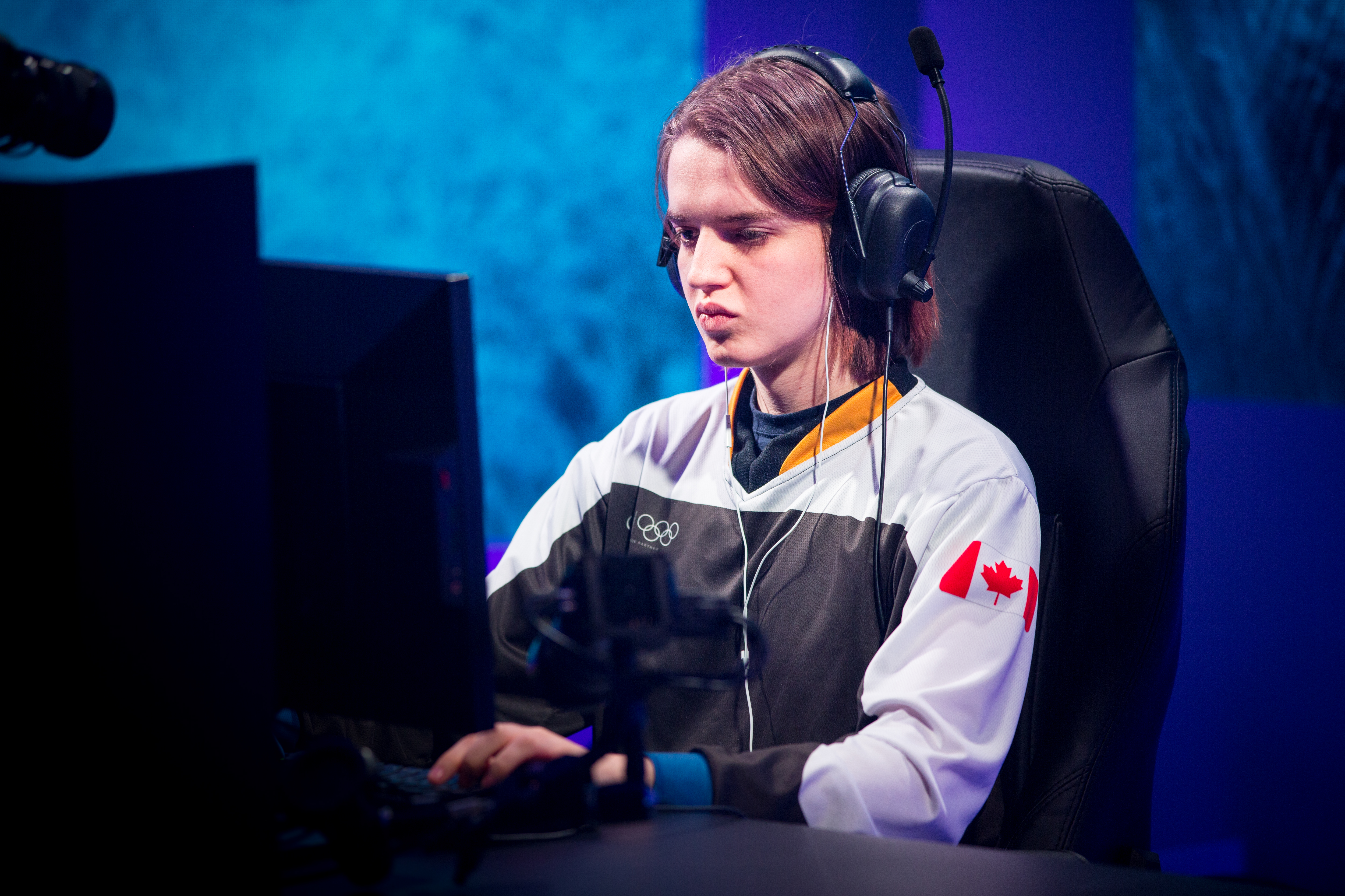 Sasha "Scarlett" Hostyn of Canada competes in the Intel Extreme Masters e-sports tournament in Gangneung, South Korea on February 7, 2018.