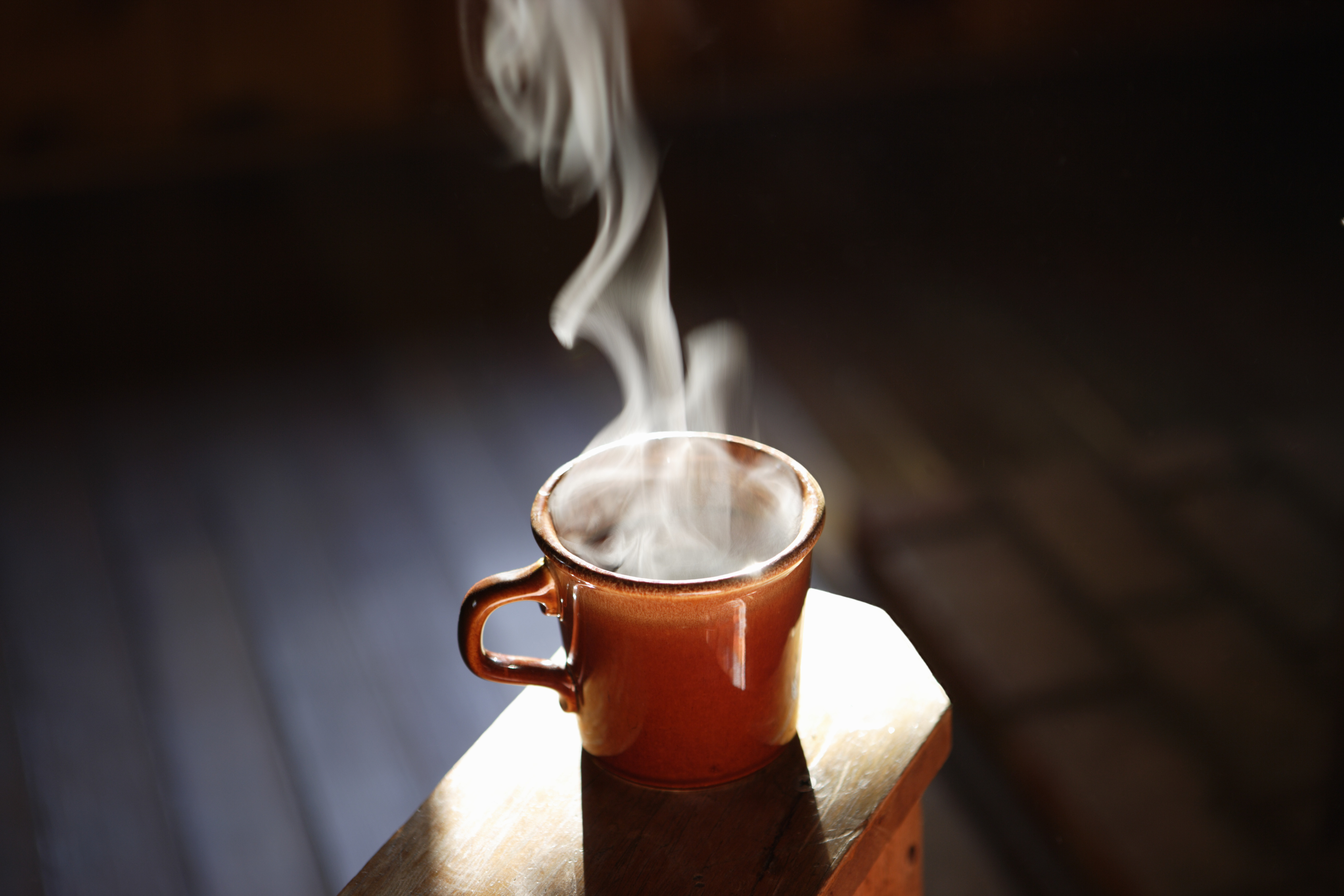 steaming coffee